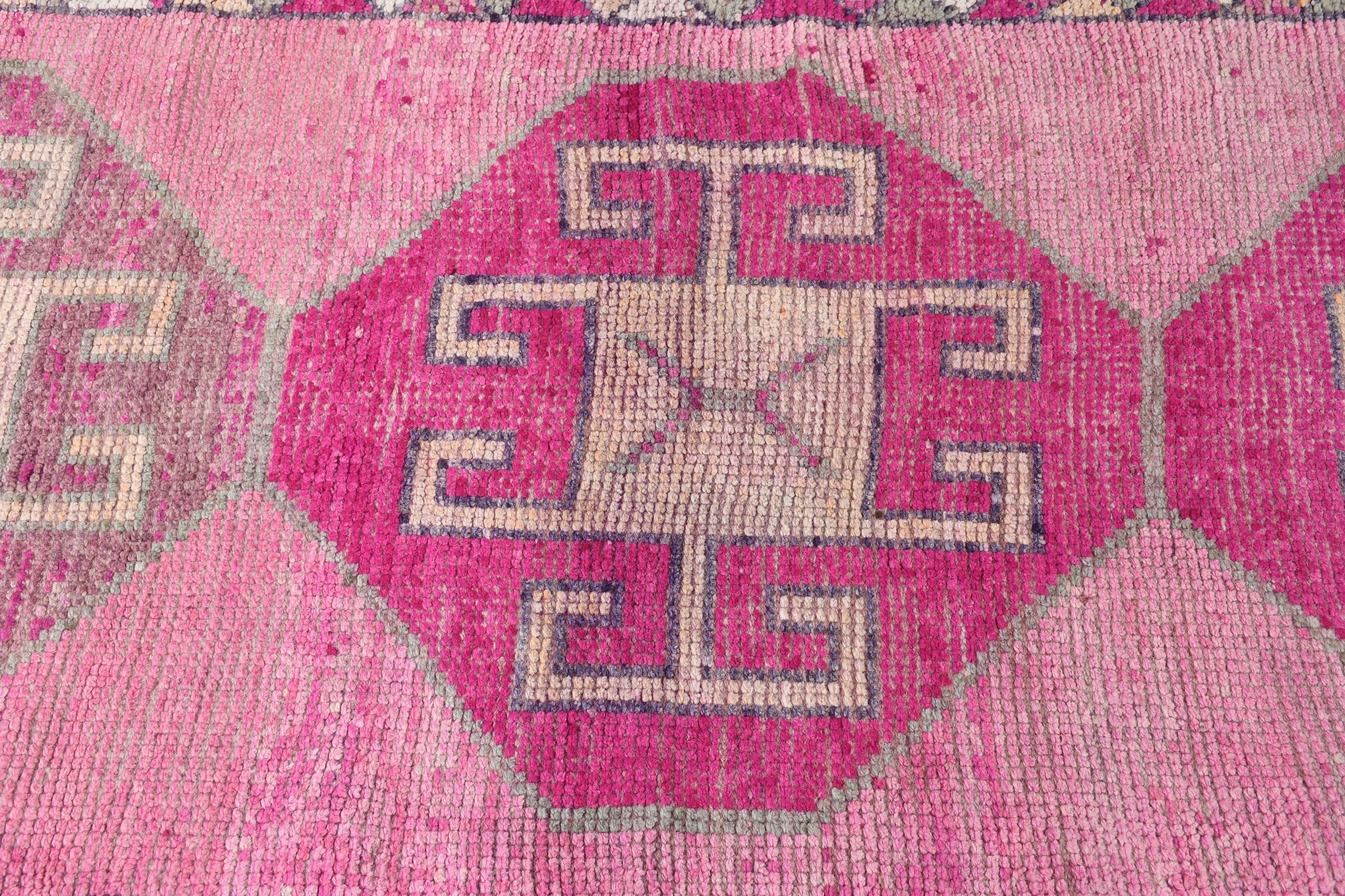 Anatolian Rug, Eclectic Rugs, Vintage Rug, Turkish Rugs, Pink Oushak Rugs, Hallway Rugs, Floor Rugs, Kitchen Rugs, 3.1x10 ft Runner Rugs