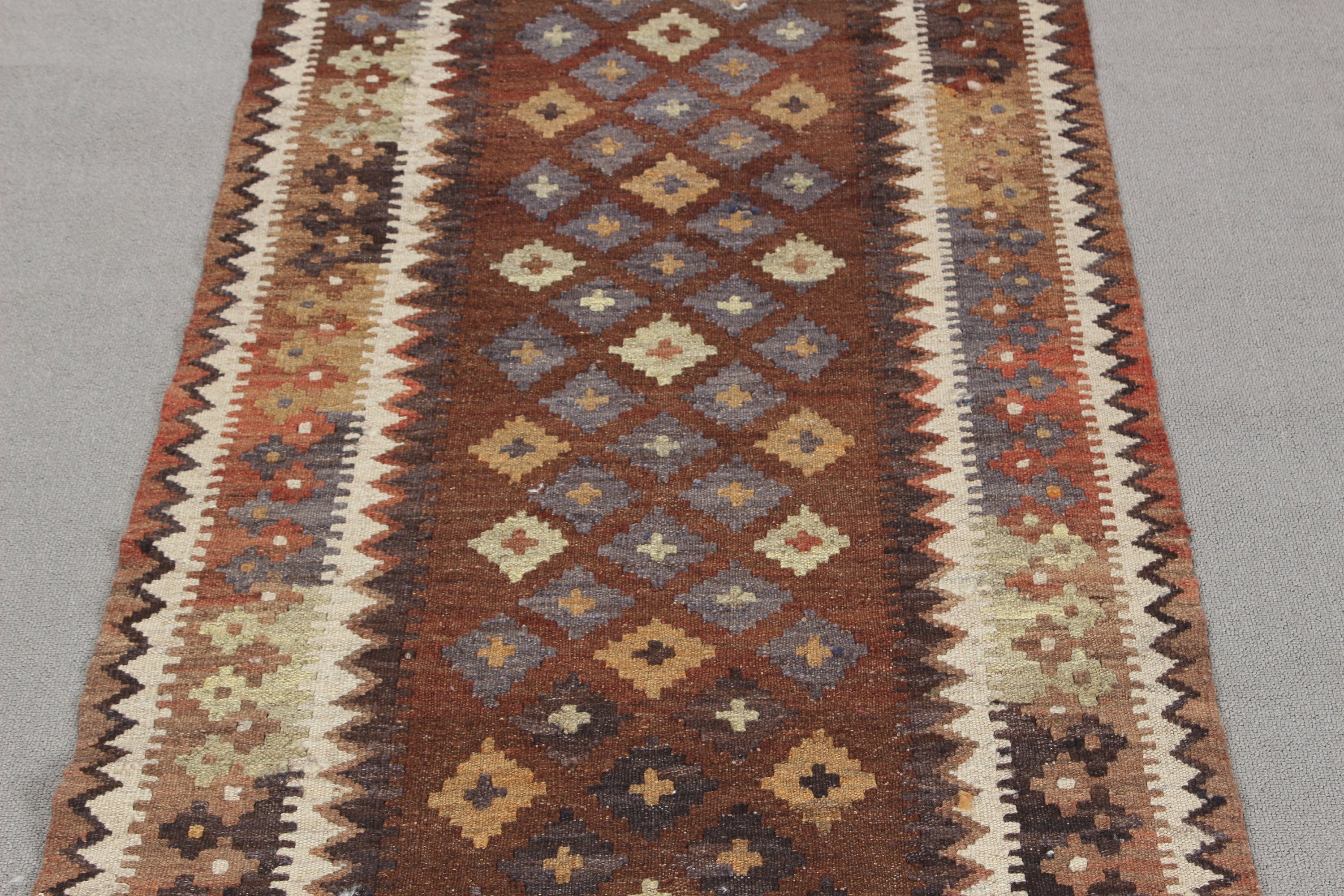 Vintage Halı, Türk Halısı, Bej 2.4x11.6 ft Runner Halıları, Mutfak Halıları, Oushak Halısı, Lüks Halılar, Kilim, Koridor Halısı