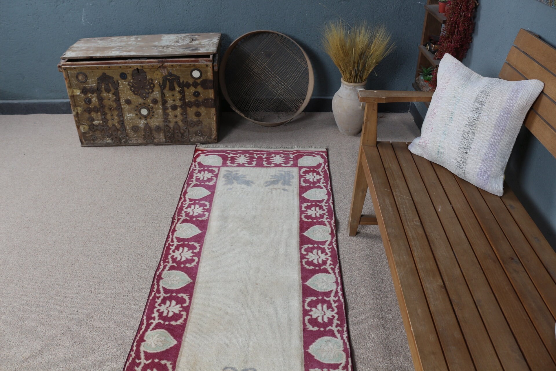 Rugs for Runner, Beige Home Decor Rug, Old Rugs, Floor Rug, Turkish Rug, Wool Rugs, Hallway Rug, Vintage Rug, 2.4x9.6 ft Runner Rug