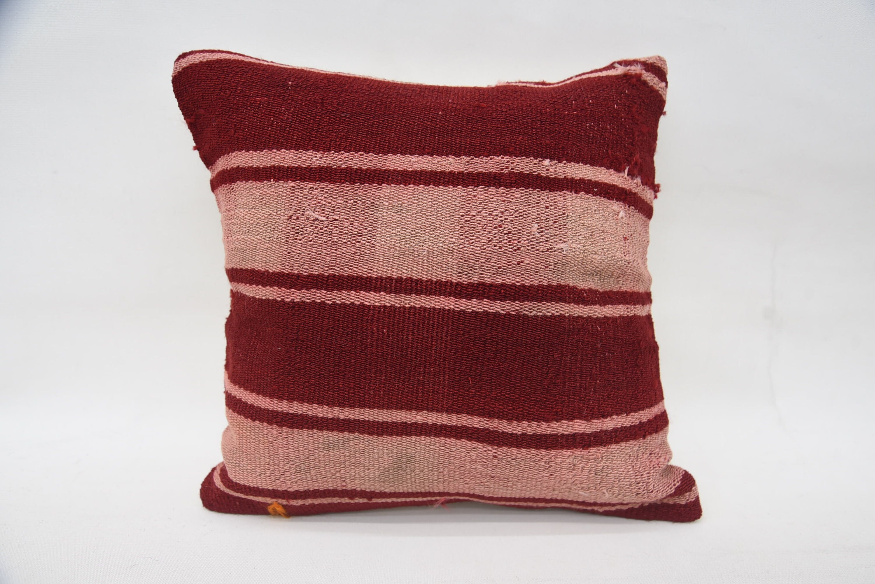 Kilim Cushion Sham, Handwoven Pillow Cover Pillow Cover, Turkish Kilim Pillow, Ethnical Kilim Rug Pillow, 14"x14" Red Cushion Case