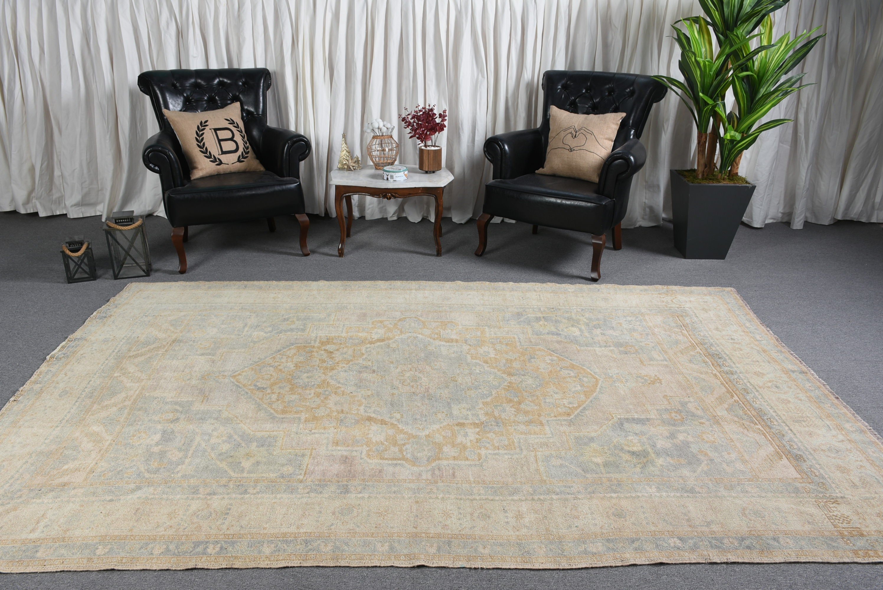 Living Room Rug, Vintage Rugs, Green Moroccan Rugs, Dining Room Rug, 6.6x10 ft Large Rugs, Turkish Rug, Office Rug, Wool Rug, Floor Rug