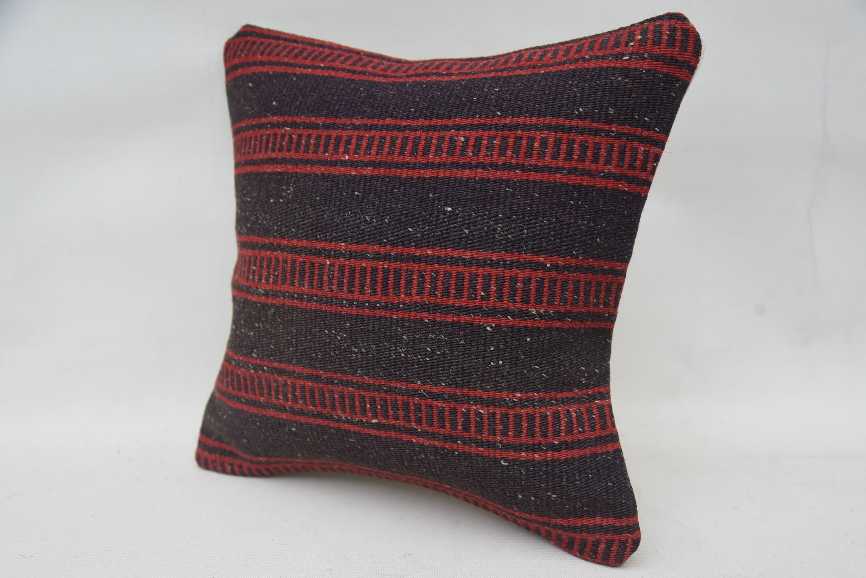 Outdoor Bolster Pillow Sham, 12"x12" Red Cushion Cover, Home Decor Pillow, Handmade Kilim Cushion, Retro Pillow Case, Vintage Kilim Pillow