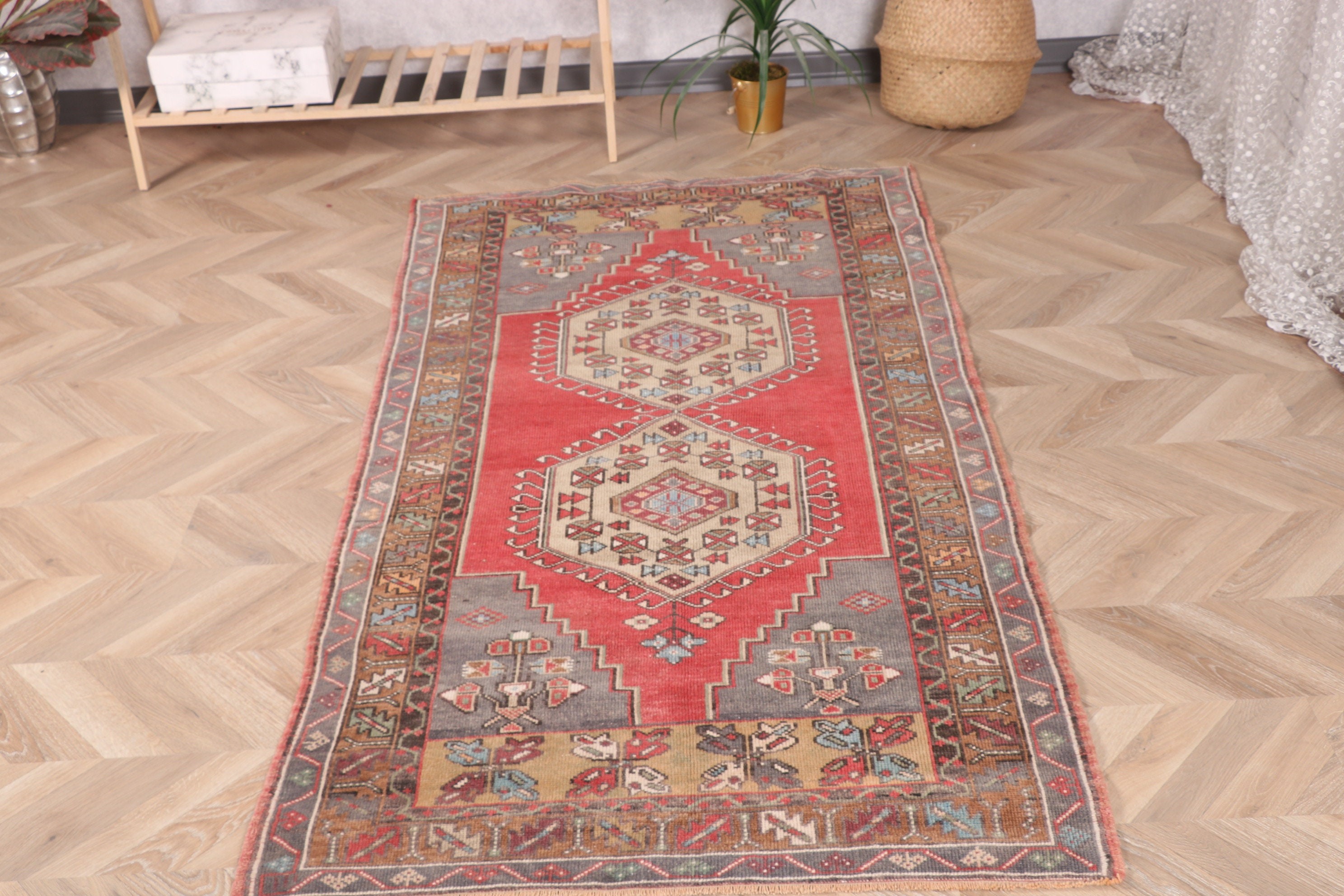 Dekoratif Halılar, Yün Halı, Kırmızı Ev Dekor Halısı, 3,3x6,2 ft Vurgulu Halılar, Geometrik Halılar, Türk Halısı, Çocuk Halısı, Vintage Halı, Sanatsal Halı