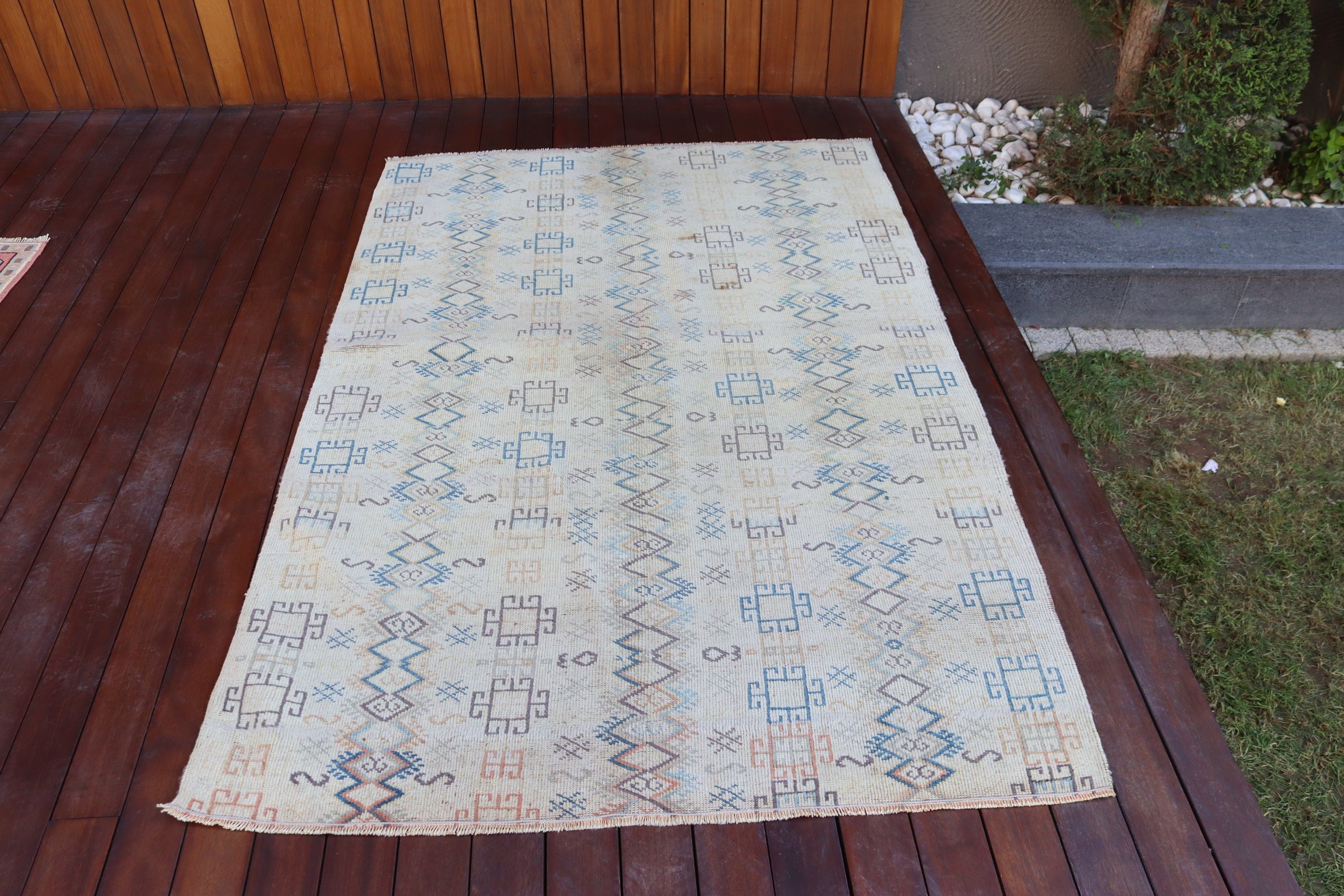 Floor Rugs, Oushak Rug, Rugs for Vintage Area, Turkish Rugs, Dining Room Rugs, Vintage Rug, Beige Home Decor Rug, 4x6.1 ft Area Rugs