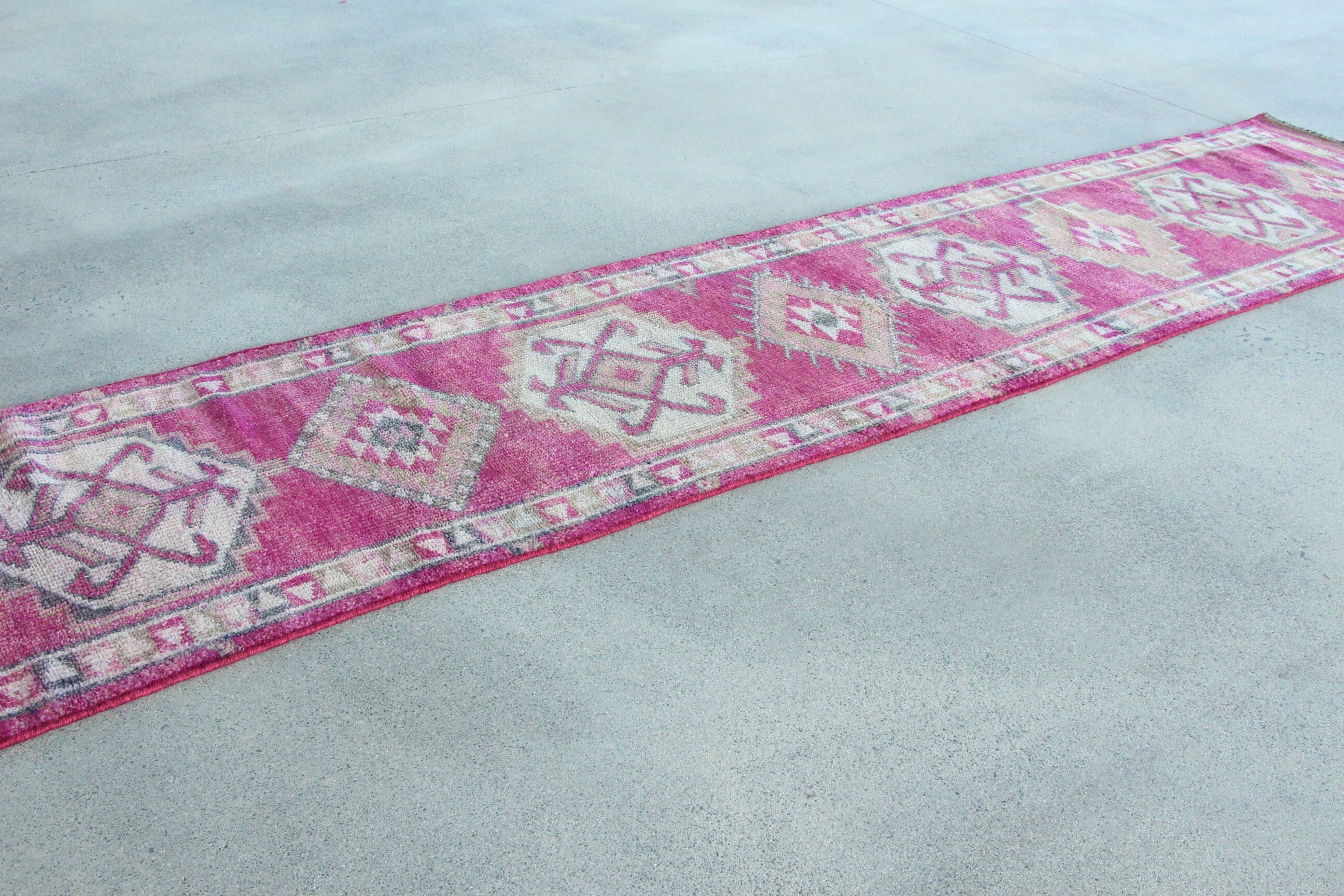 Beni Ourain Runner Rug, Kitchen Rug, Outdoor Rugs, Vintage Rugs, Pink Home Decor Rug, 2.6x12.9 ft Runner Rugs, Turkish Rugs