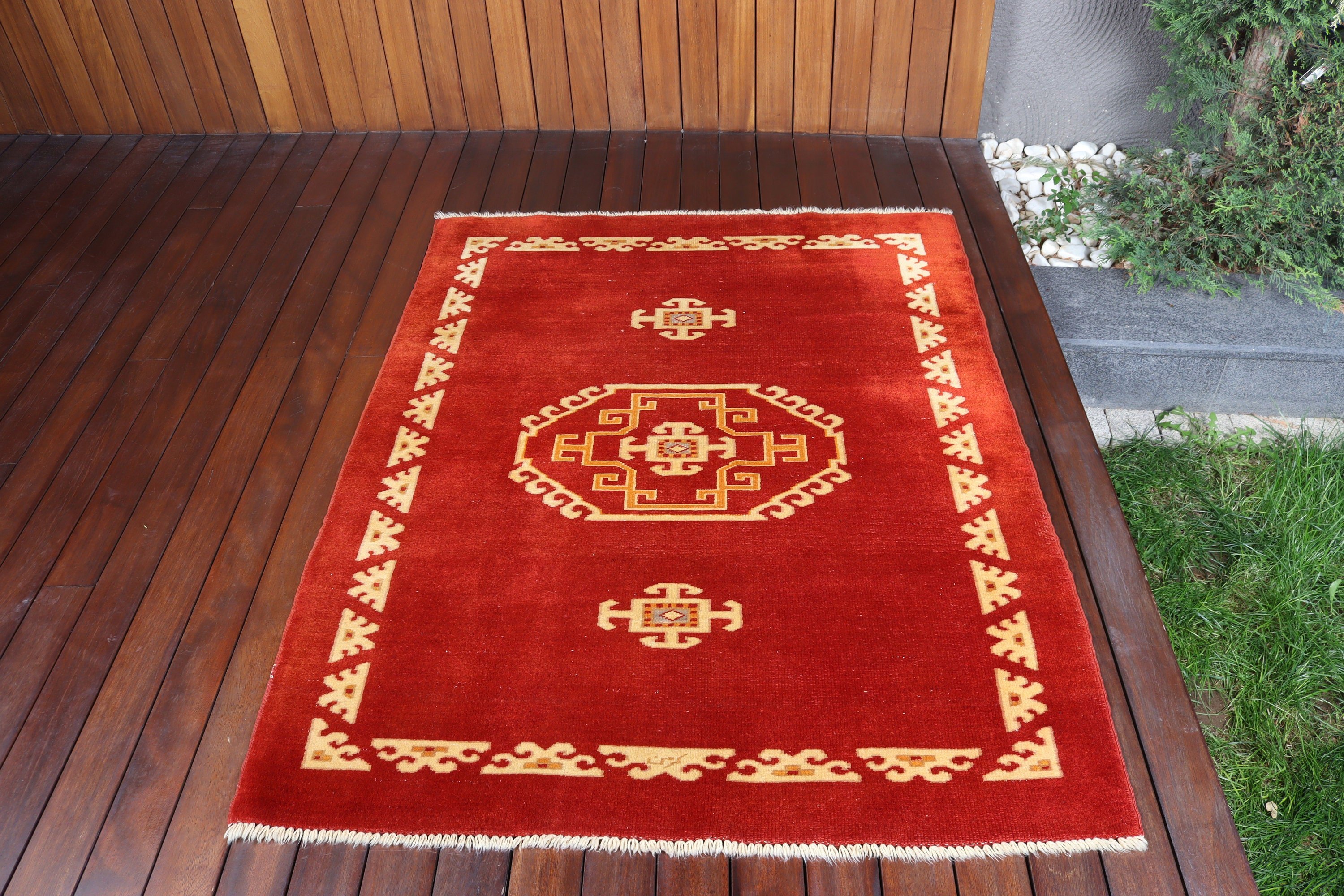 Red Anatolian Rugs, Modern Rug, Nursery Rug, Turkish Rug, Home Decor Rug, 4x5 ft Accent Rug, Vintage Rugs, Floor Rug, Boho Accent Rugs