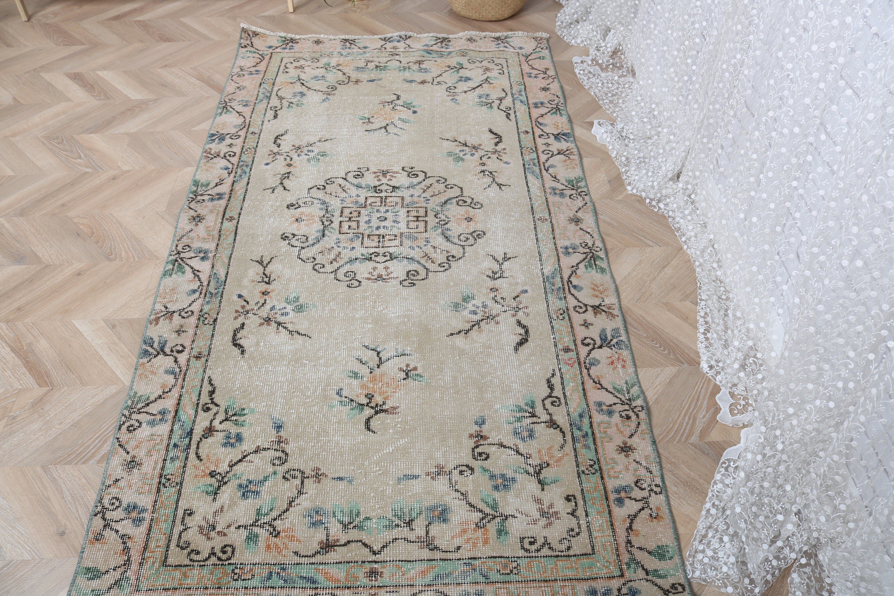 Vintage Halı, 3.6x6.8 ft Alan Halısı, Türk Halıları, Oturma Odası Halıları, Mutfak Halısı, Modern Halı, Boho Halıları, Yeşil Yatak Odası Halısı, Ev Dekor Halısı