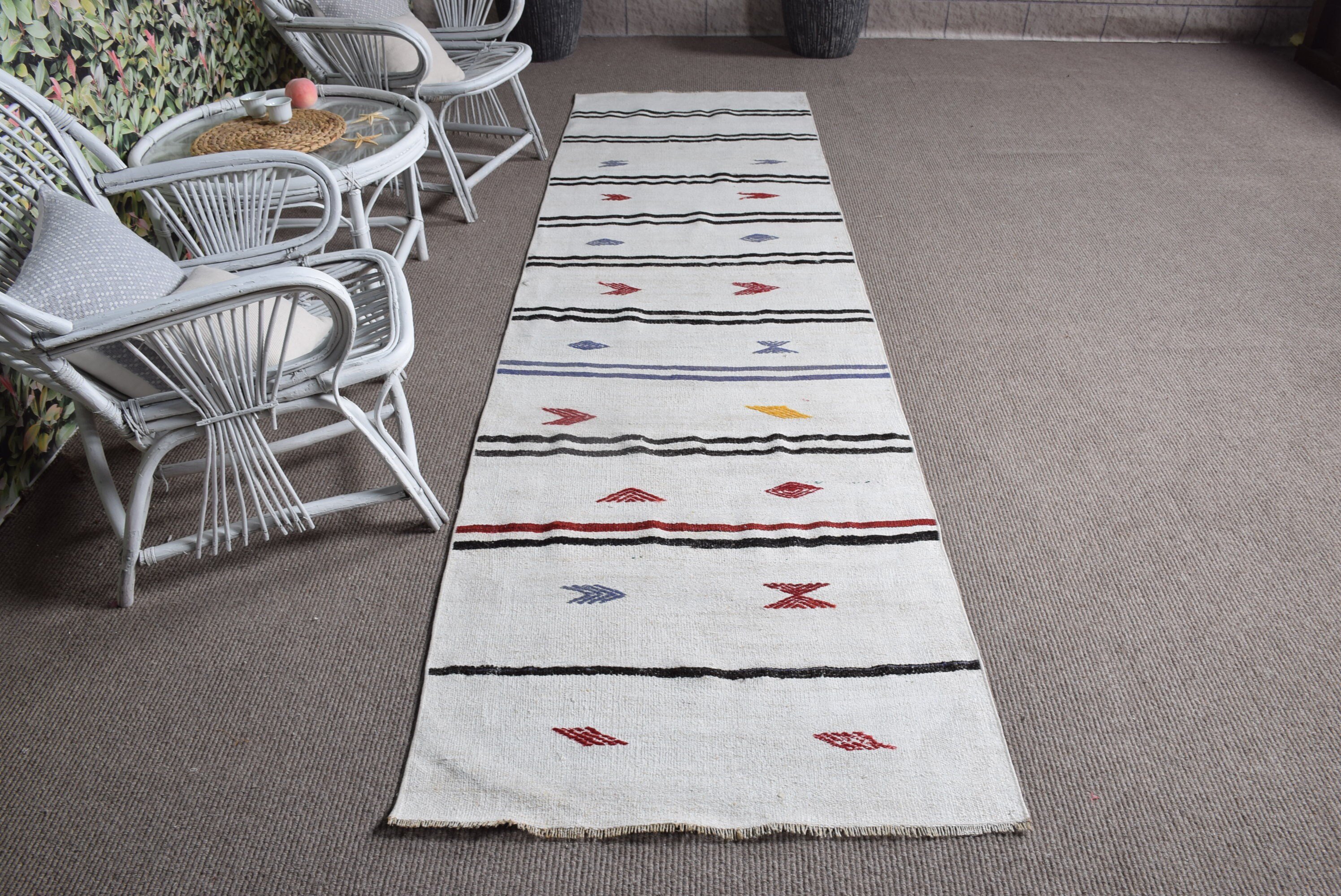 Wool Rug, Turkish Rugs, Beige  2.9x10.6 ft Runner Rugs, Pale Rug, Corridor Rugs, Rugs for Kitchen, Vintage Rug, Antique Rugs