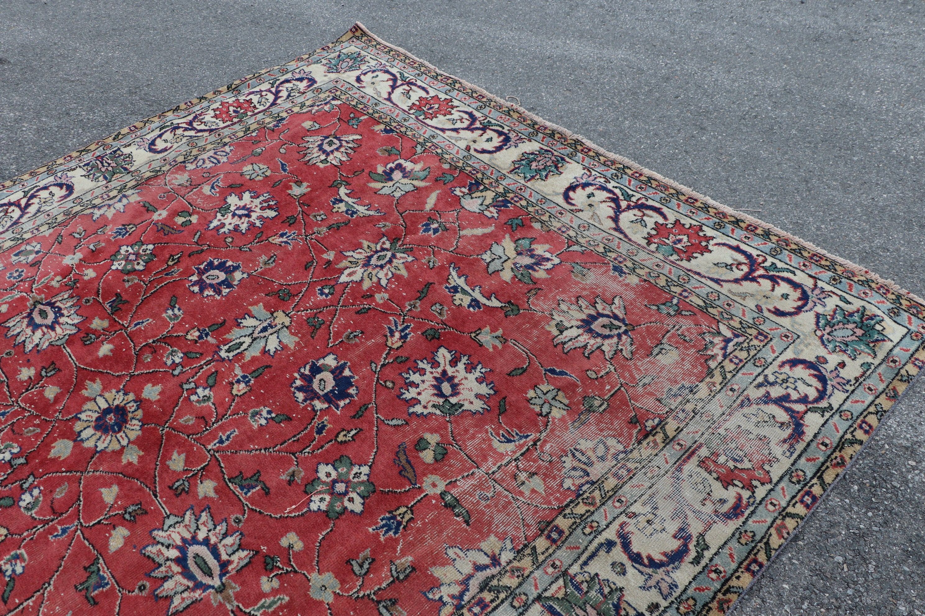 Kırmızı 7.5x10.7 ft Büyük Boy Halı, Oturma Odası Halıları, Dış Mekan Halısı, Türk Halısı, Mutfak Halısı, Salon Halısı, Vintage Halı, Havalı Halılar