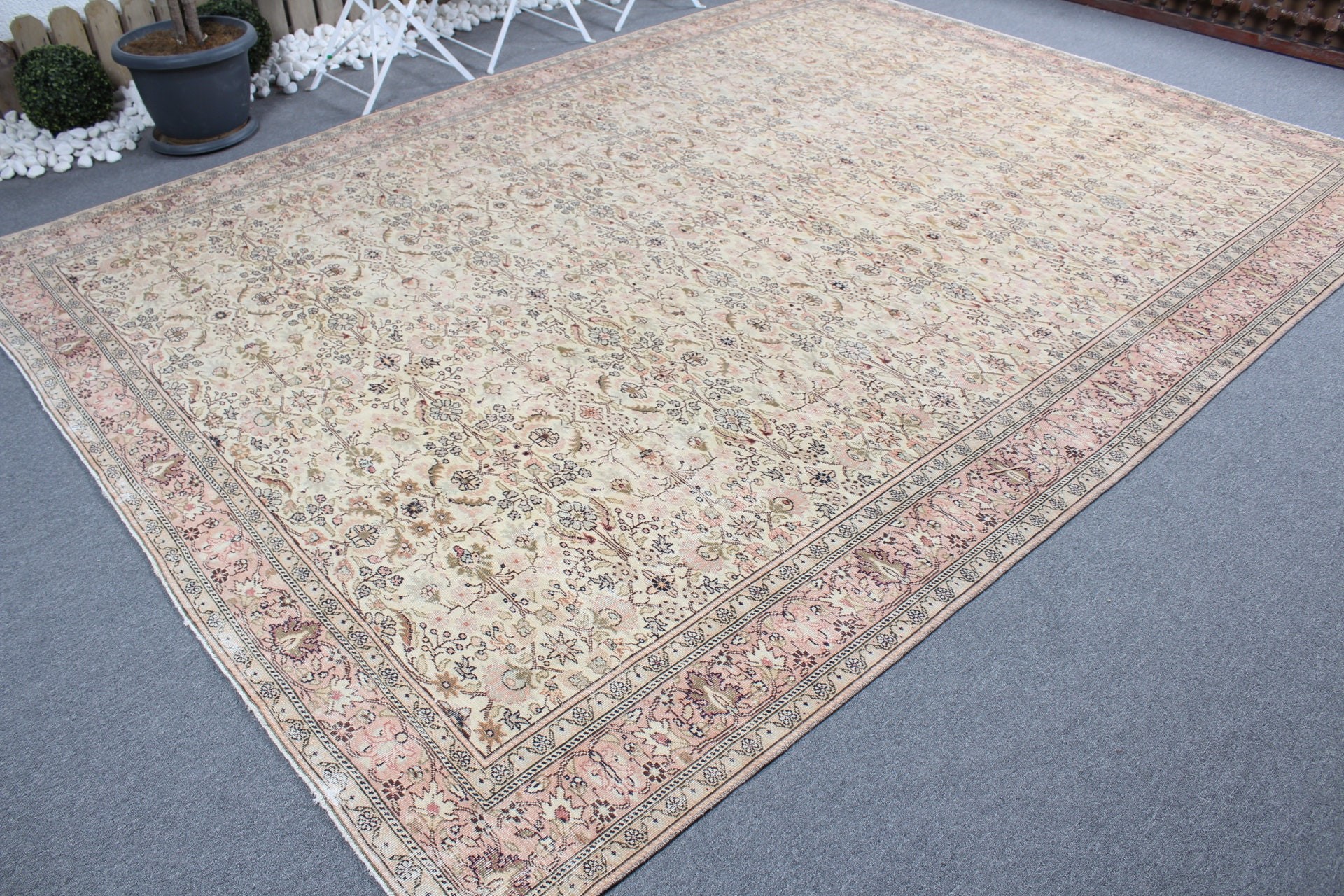 Beige Oriental Rug, Handmade Rug, Cool Rugs, 8x11 ft Oversize Rug, Vintage Rug, Saloon Rug, Oriental Rug, Dining Room Rugs, Turkish Rug