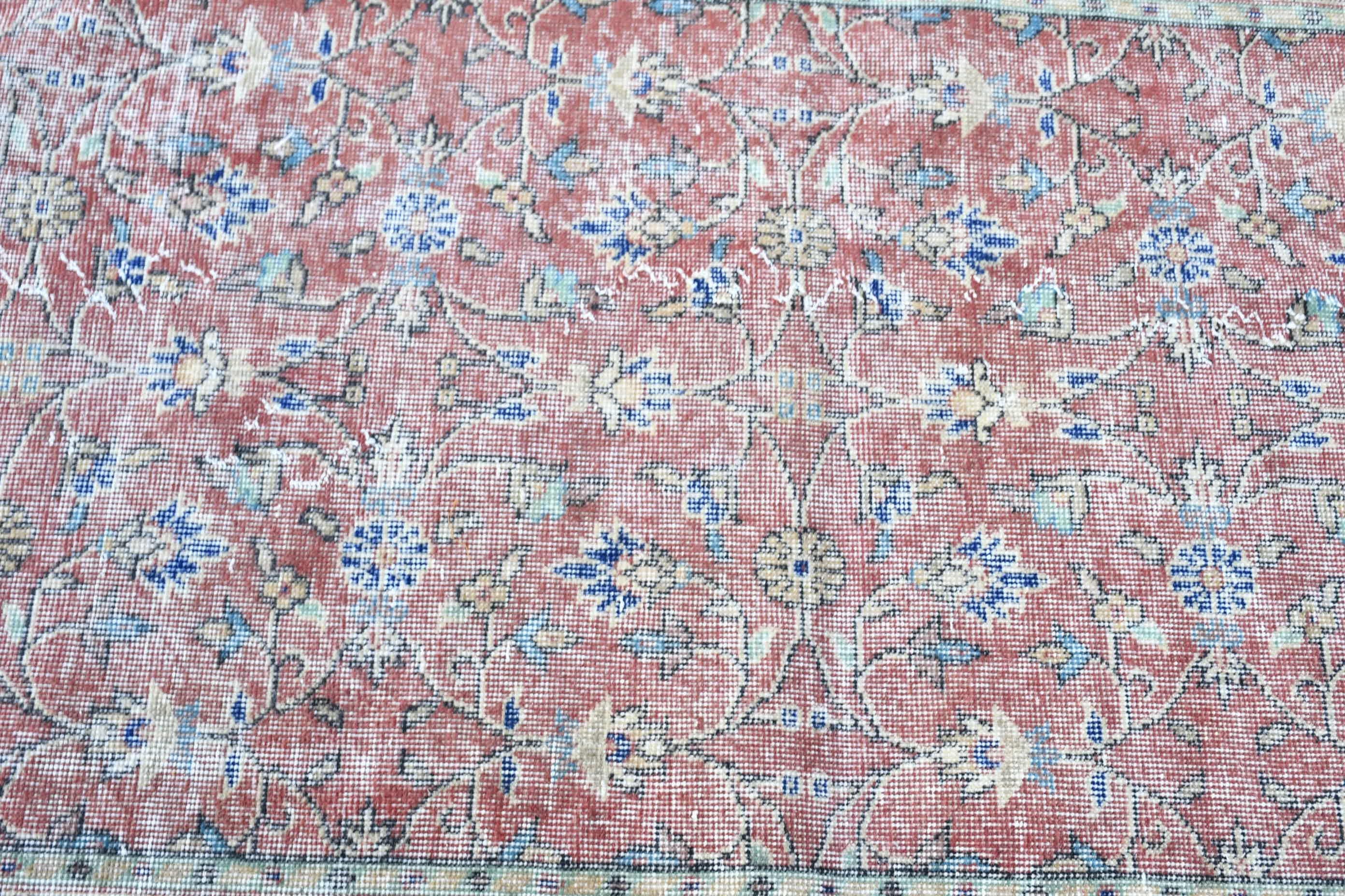 Mutfak Halıları, Mutfak Halısı, Kırmızı Oushak Halısı, Yatak Odası Halısı, Vintage Halılar, Türk Halısı, Sevimli Halı, 3,2x6,3 ft Accent Halılar