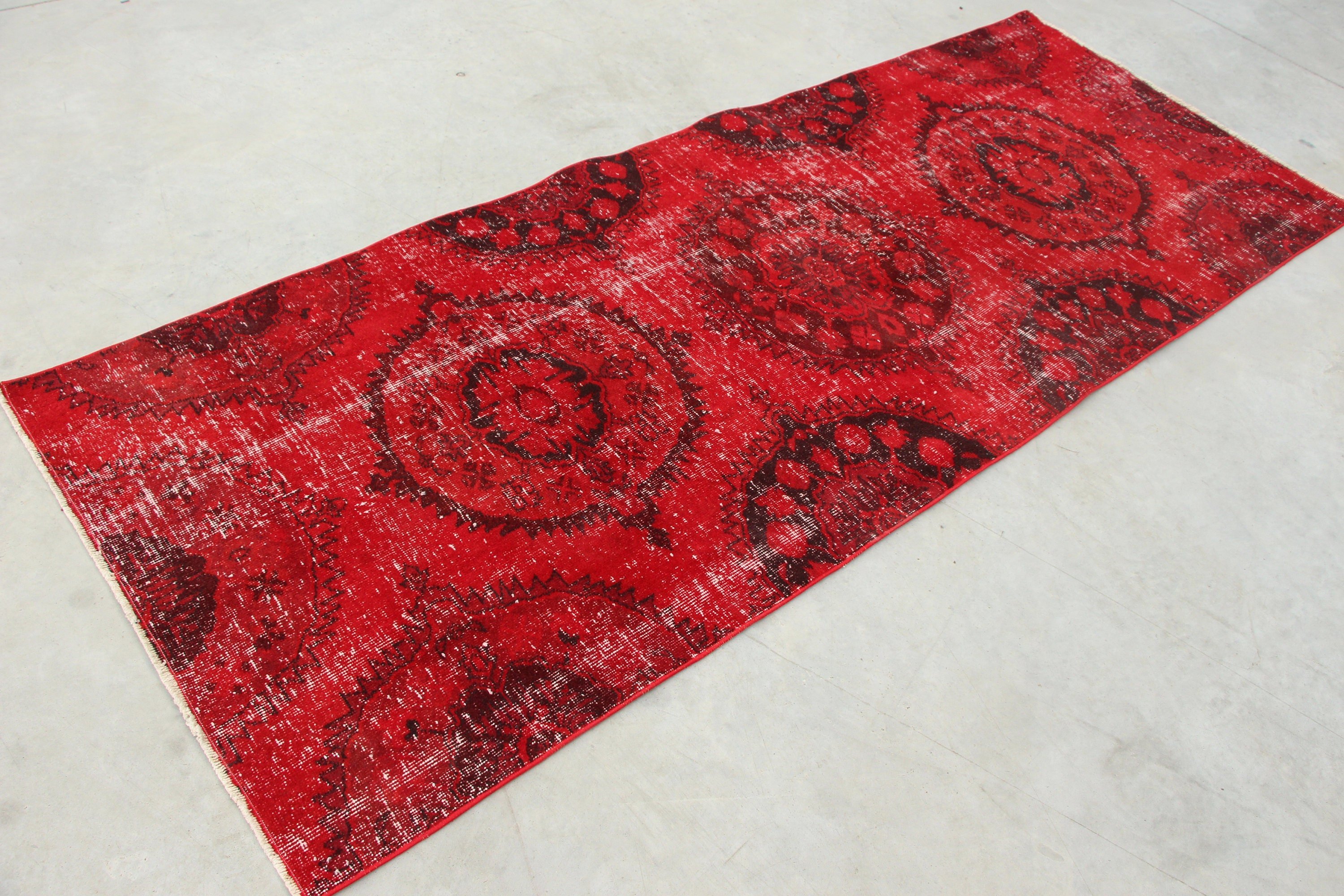 Red Cool Rug, Vintage Rug, Cute Rugs, Turkish Rug, Nursery Rug, Rugs for Area, Bedroom Rug, 3.3x8.2 ft Area Rug, Indoor Rug, Oushak Rugs