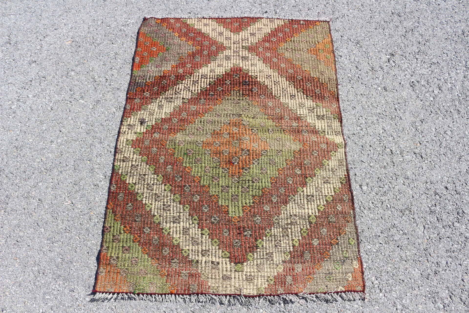 Car Mat Rug, 2.6x3.8 ft Small Rugs, Green Anatolian Rug, Antique Rug, Vintage Rug, Kilim, Nursery Rug, Art Rug, Turkish Rugs