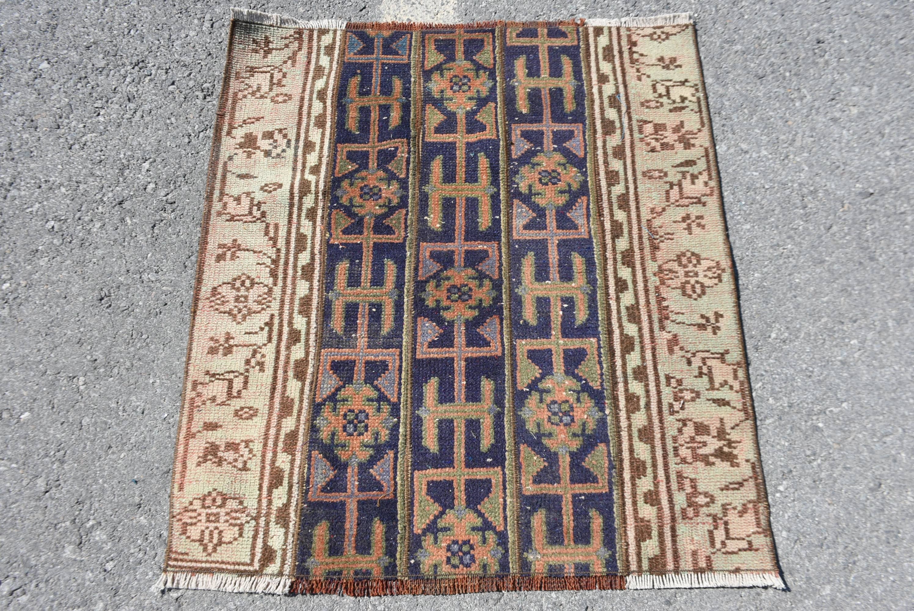 Oushak Halı, Vintage Halı, Mutfak Halıları, Mavi Anadolu Halısı, Antika Halılar, Türk Halısı, Yatak Odası Halısı, 2,7x3,1 ft Küçük Halı, Araba Paspas Halıları