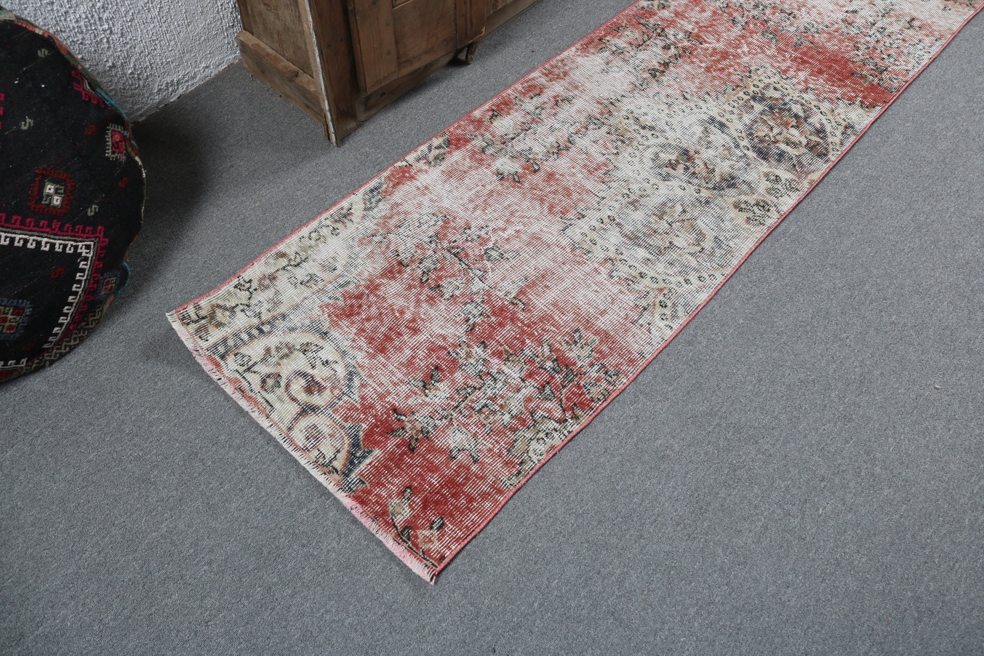 Fas Halıları, Beni Ourain Koşucu Halısı, Vintage Halı, El Dokuma Halısı, Oryantal Halılar, Kırmızı 2.2x7.5 ft Runner Halıları, Türk Halıları