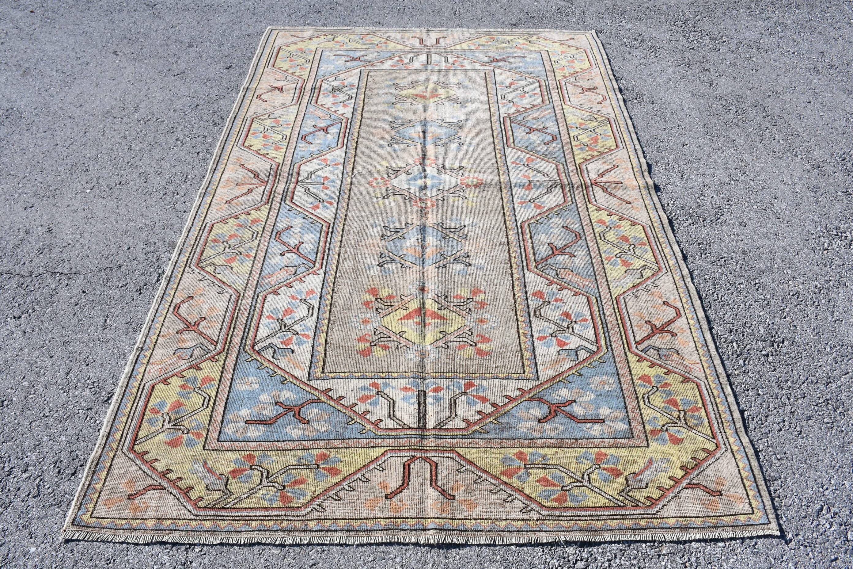 Oriental Rug, Vintage Rugs, Turkish Rug, Tribal Rug, 5.1x7.8 ft Area Rugs, Living Room Rug, Yellow Cool Rugs, Kitchen Rug, Dining Room Rug