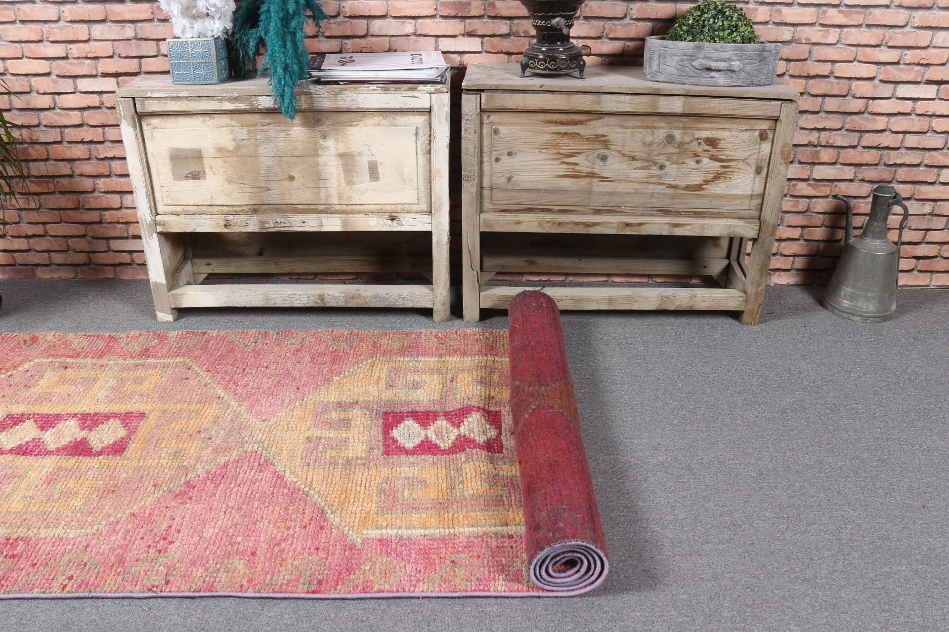 Anatolian Rug, Rugs for Hallway, Vintage Rugs, Turkish Rug, 3x9.4 ft Runner Rugs, Old Rugs, Moroccan Rug, Pink Anatolian Rugs, Kitchen Rug