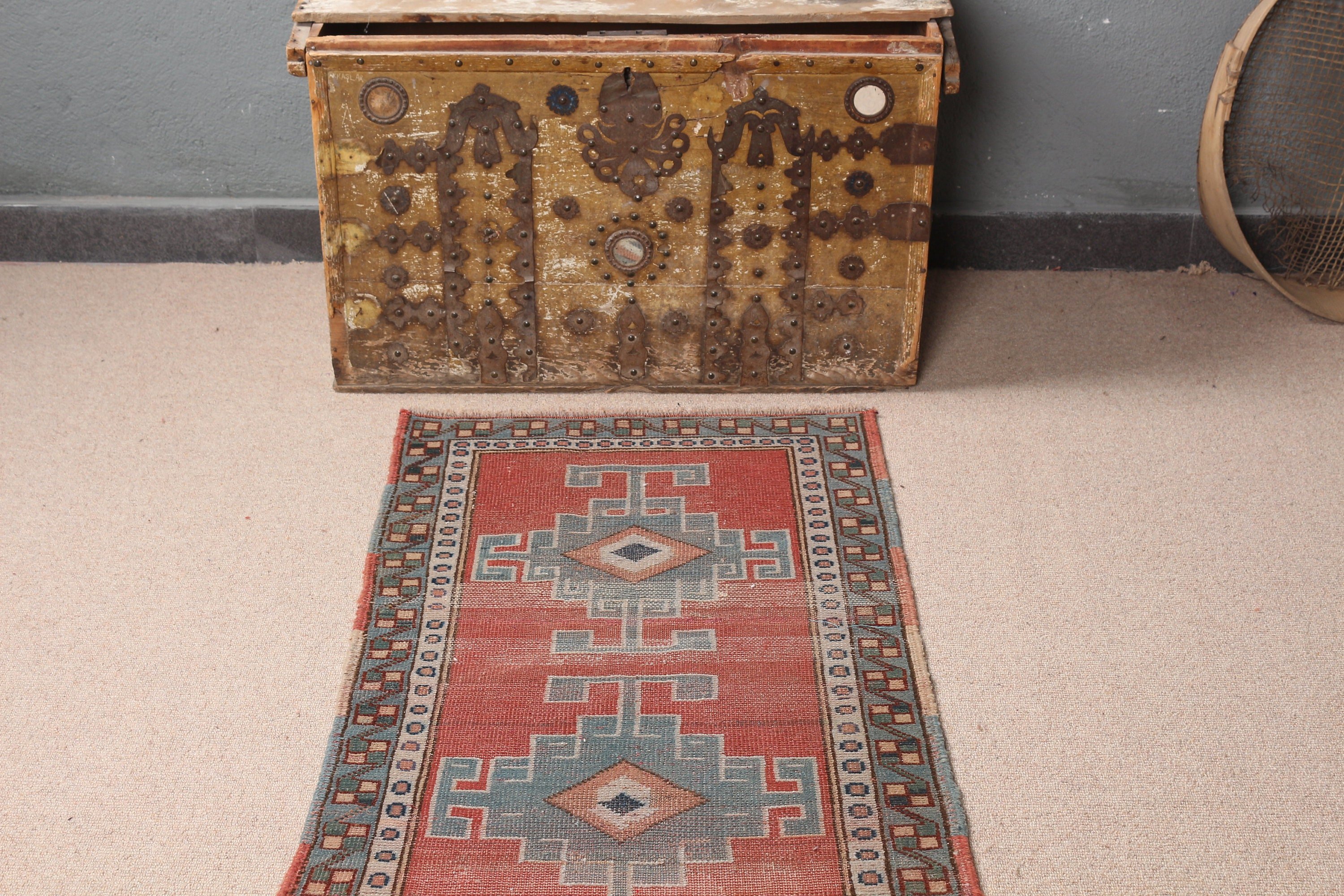 Vintage Rug, Bedroom Rugs, Door Mat Rug, 2.2x3.5 ft Small Rug, Anatolian Rug, Turkish Rug, Red Floor Rugs, Antique Rugs, Rugs for Entry