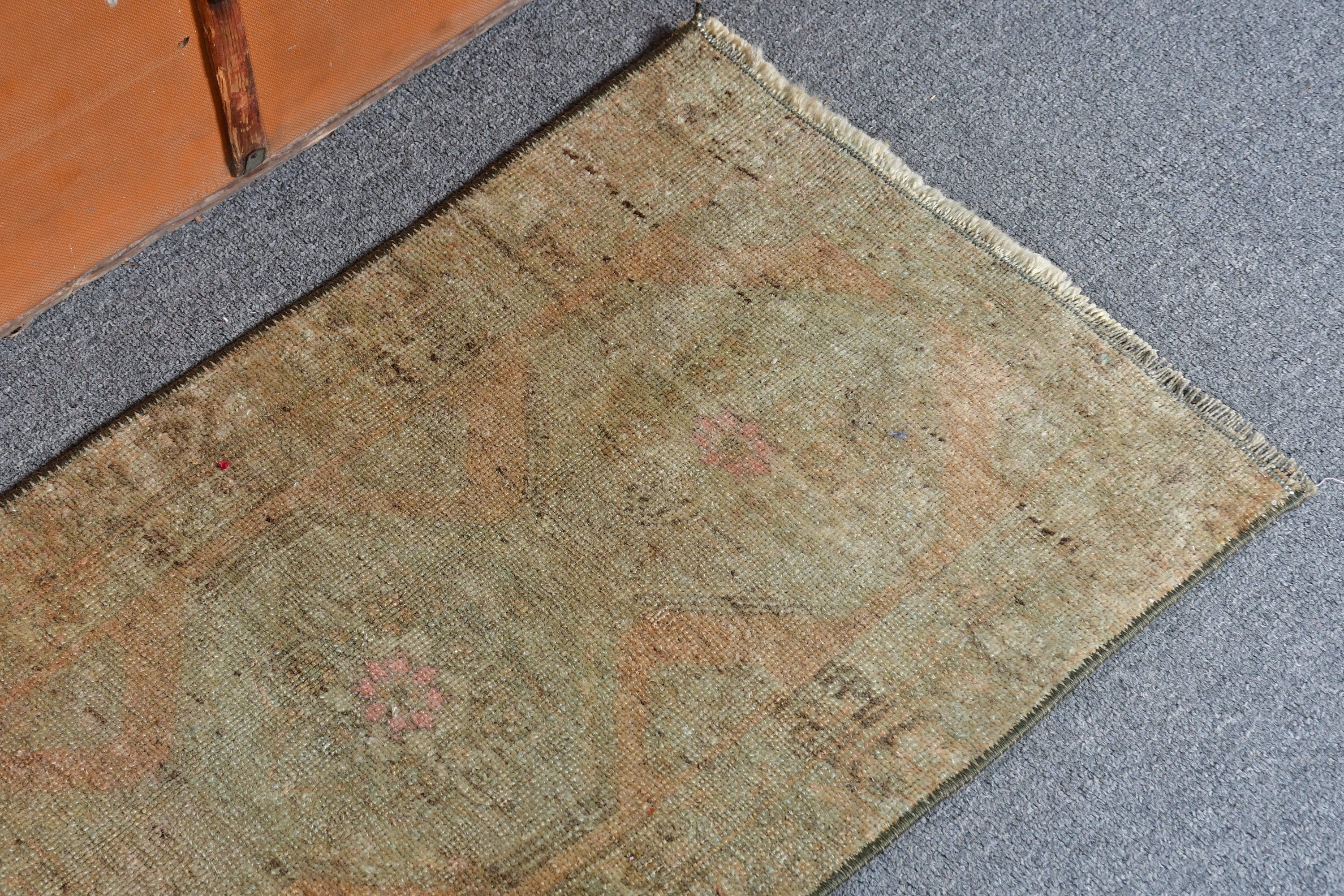 Vintage Rug, Cool Rugs, Green Kitchen Rug, 1.4x2.5 ft Small Rug, Bath Rug, Oriental Rug, Rugs for Bathroom, Bedroom Rug, Turkish Rugs