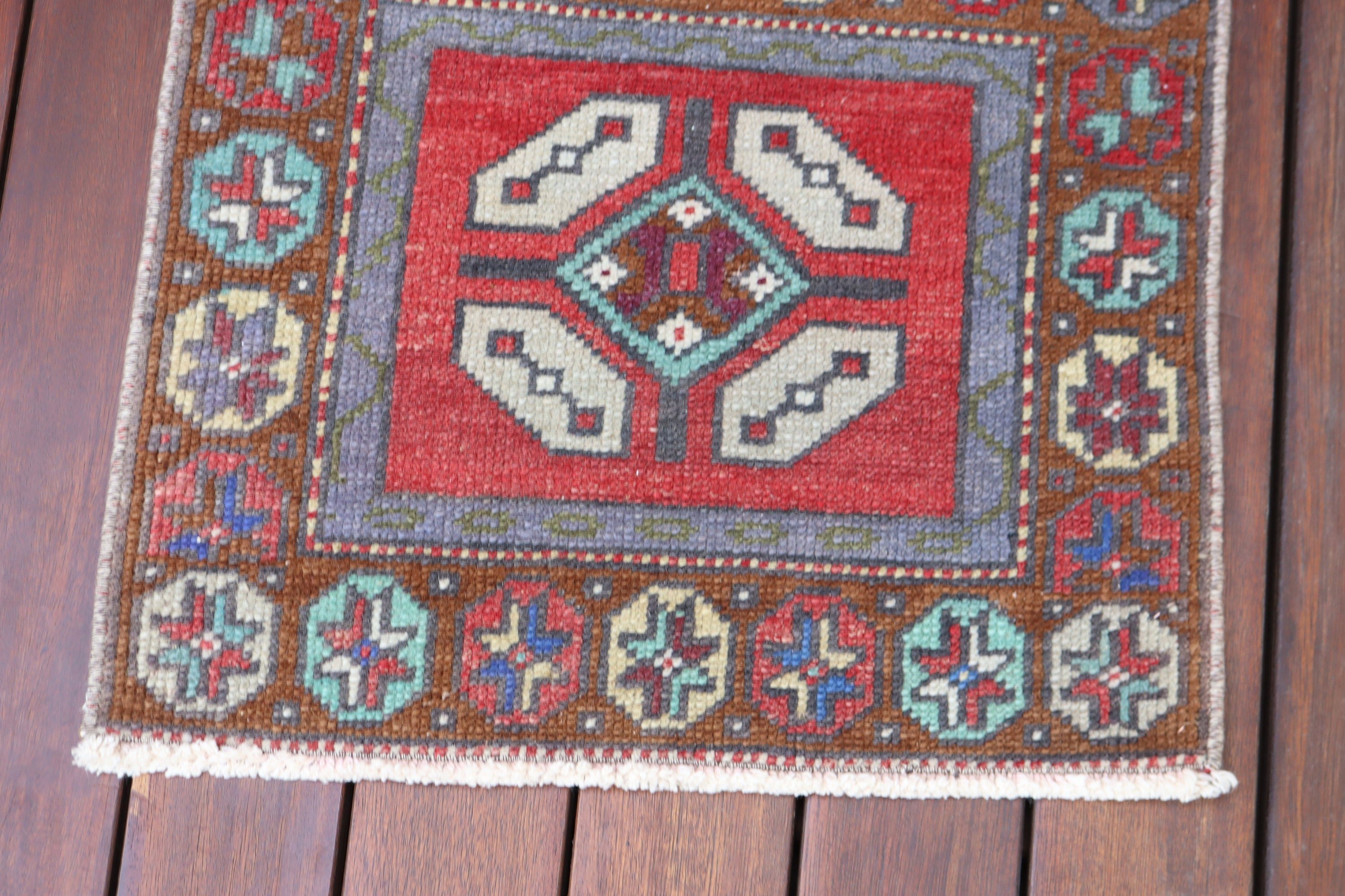 Kırmızı Ev Dekor Halısı, Vintage Halılar, Düz Dokuma Halı, Küçük Boho Halısı, Antika Halı, 1.5x2.3 ft Küçük Halılar, Türk Halıları, Küçük Alan Halısı