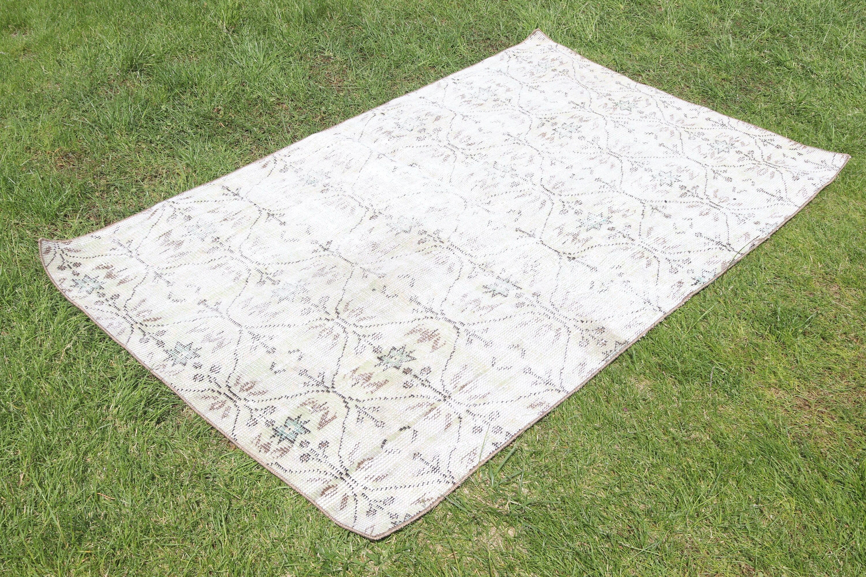 Vintage Accent Halı, Bej Boho Halı, Vintage Halı, Yatak Odası Halıları, Türk Halıları, Açıklama Halıları, 3.3x5.6 ft Accent Halıları, El Dokuma Halıları