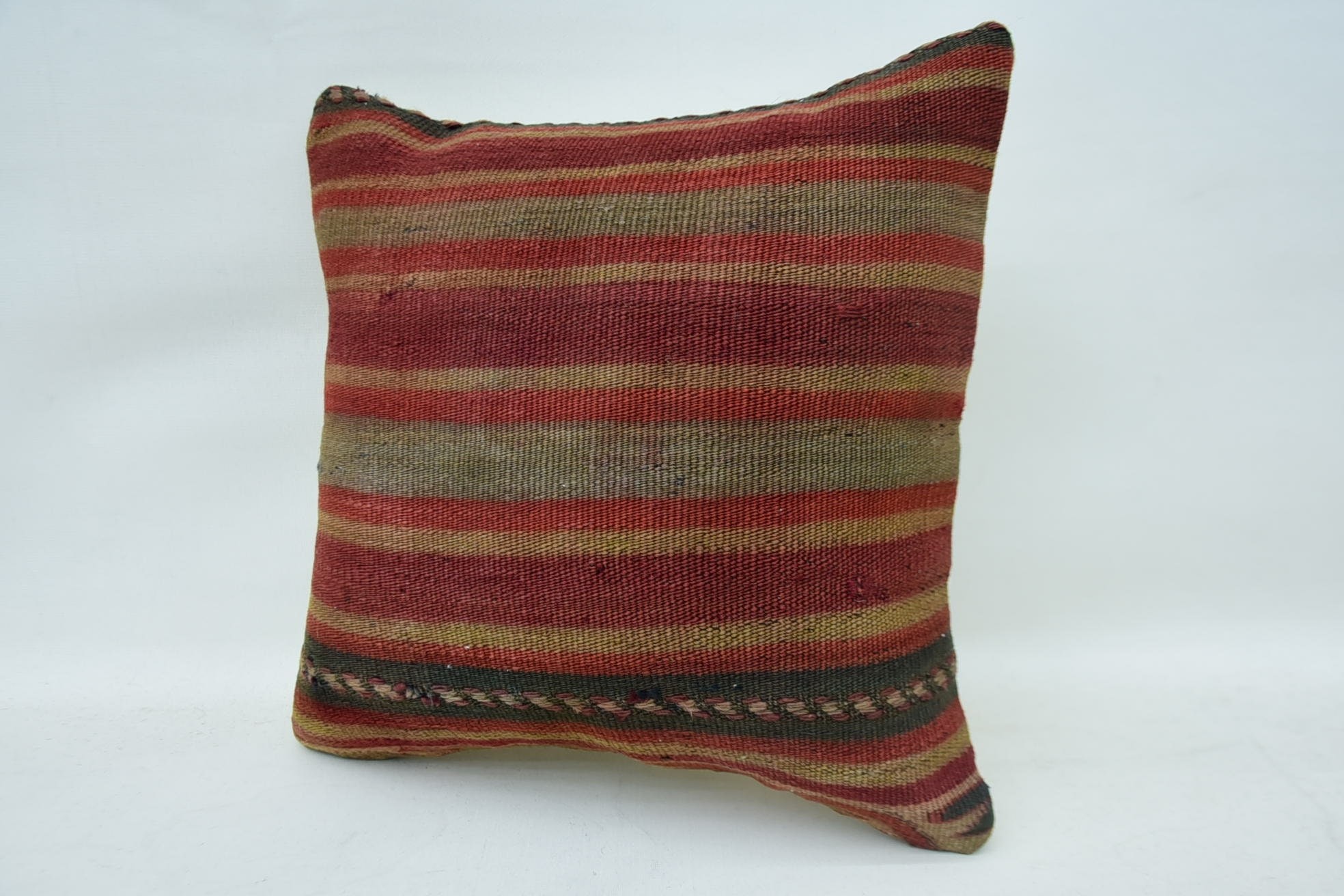 14"x14" Red Cushion Cover, Ethnical Kilim Rug Pillow, Boho Pillow Sham Cover, Pastel Pillow, Ethnic Pillow Sham, Home Decor Pillow