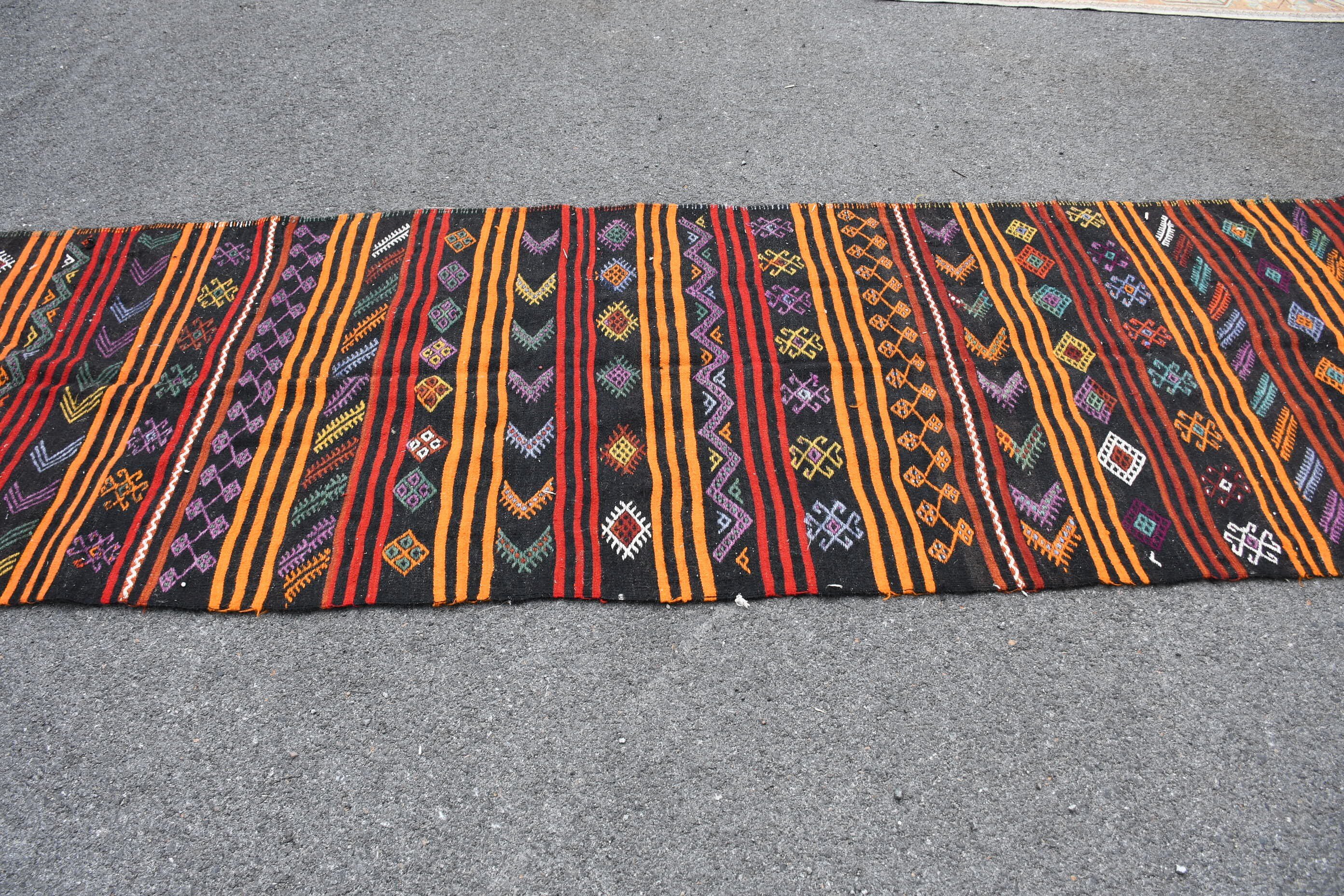 Vintage Halılar, Turuncu Yün Halı, Mutfak Halıları, 3,7x13,5 ft Yolluk Halıları, Soluk Halı, Kilim, Koridor Halısı, Yün Halıları, Türk Halıları, Yatak Odası Halıları