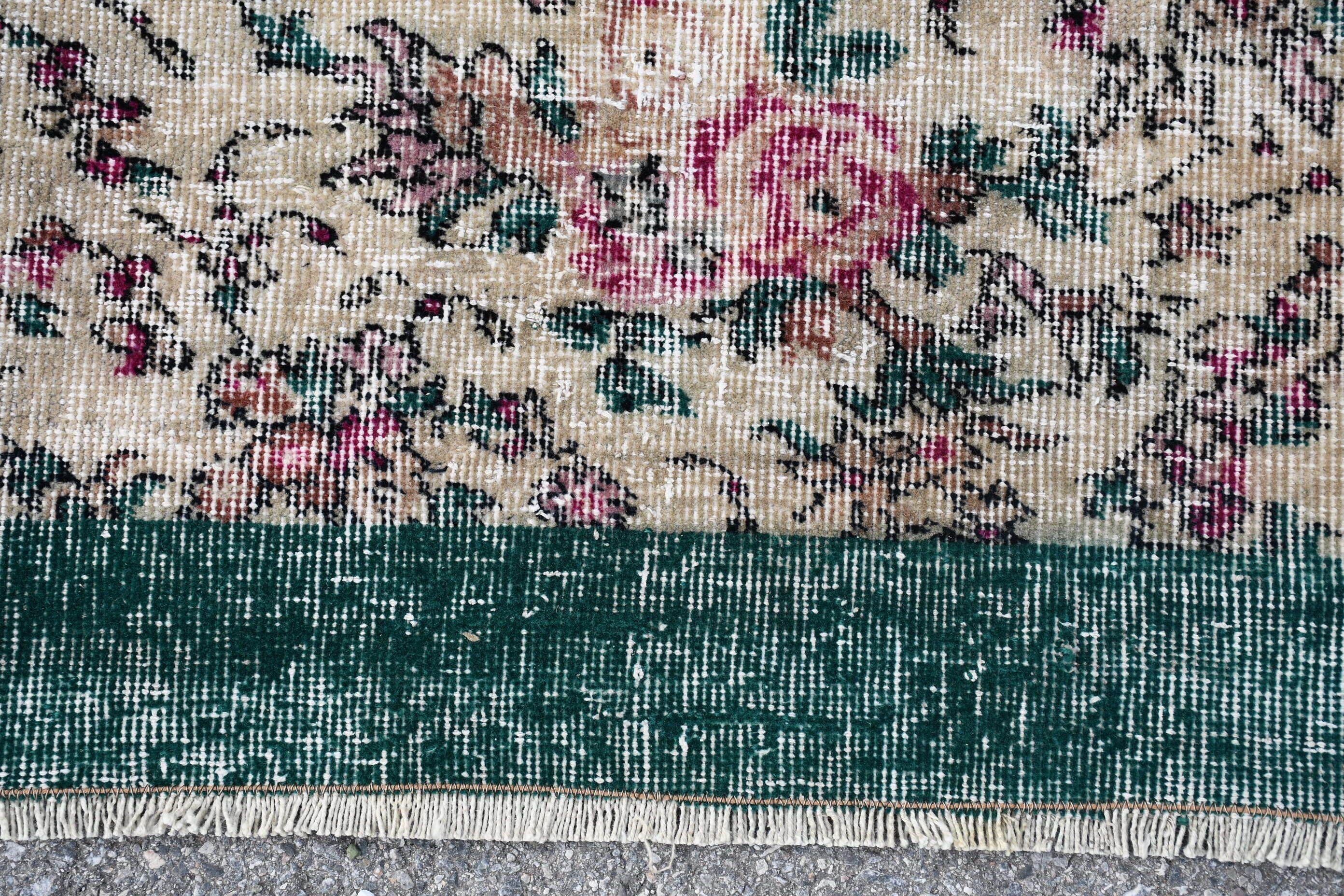 Çocuk Odası Halıları, Türk Halısı, 3,6x6,3 ft Aksan Halısı, Vintage Halı, Çocuk Odası Halıları, Yatak Odası Halısı, Yün Halısı, Yeşil Yün Halıları, Giriş Halıları