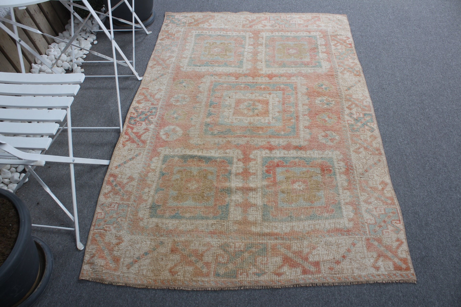 Türk Halısı, 3.9x5.8 ft Aksan Halısı, Yatak Odası Halısı, Vintage Halı, Antika Halı, Giriş Halıları, Çocuk Odası Halıları, Pembe Anadolu Halısı, Yün Halı