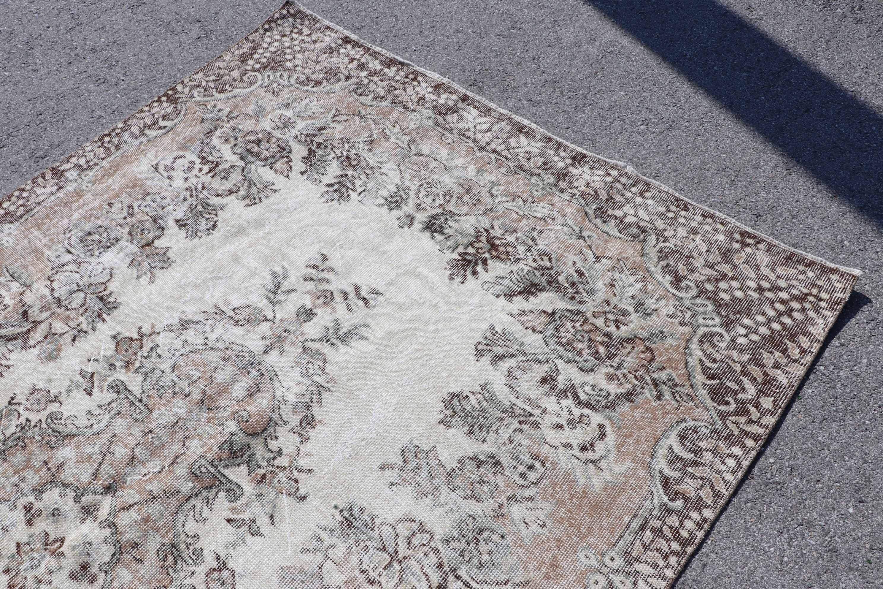 Turkish Rug, Beige Oushak Rugs, Salon Rug, Antique Rugs, Bedroom Rugs, Wool Rugs, Vintage Rug, Rugs for Salon, 5.6x9.3 ft Large Rugs