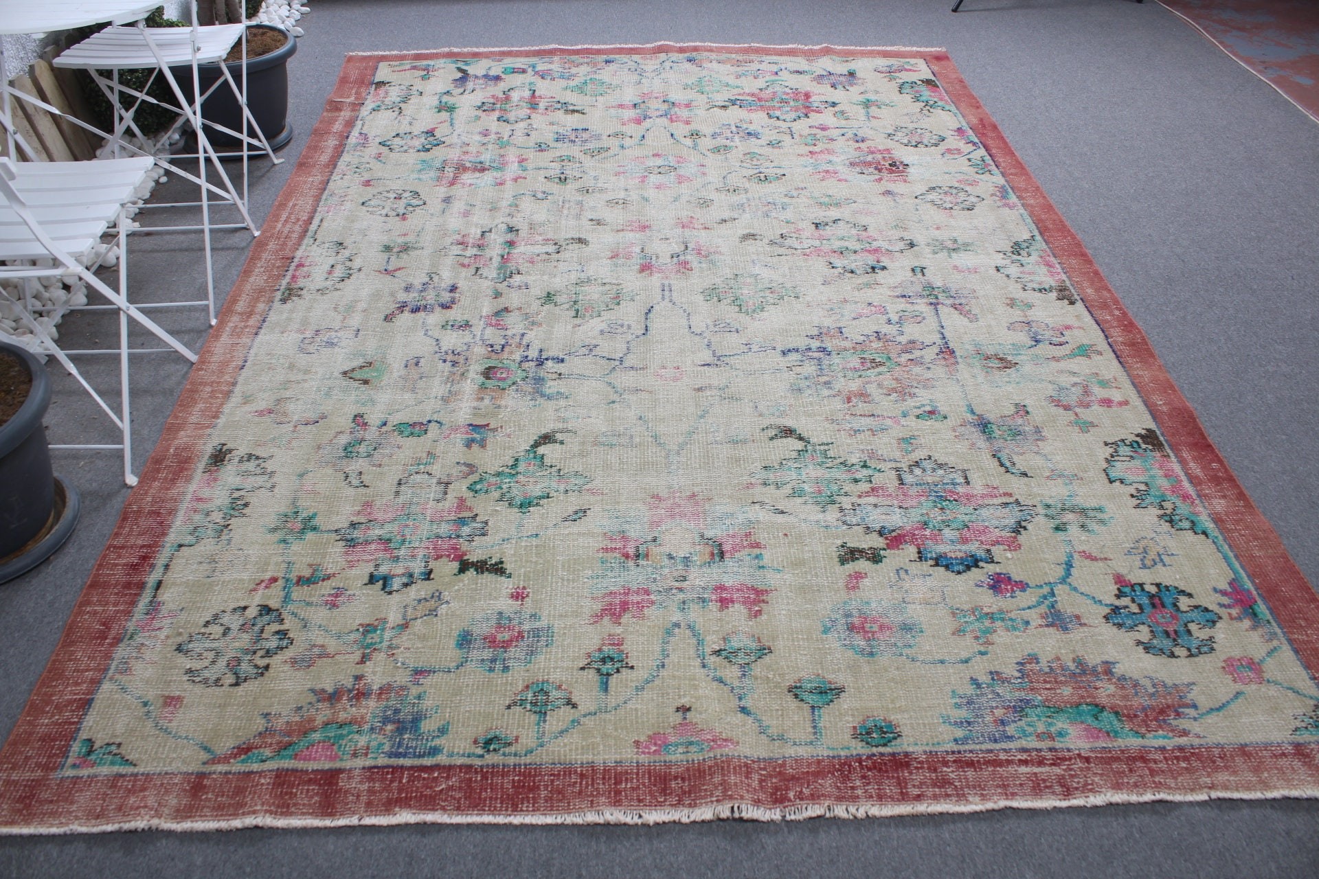 Office Rug, Dining Room Rug, Home Decor Rug, Red Home Decor Rug, Turkish Rugs, Kitchen Rugs, Vintage Rug, 7x10.3 ft Oversize Rug, Salon Rug