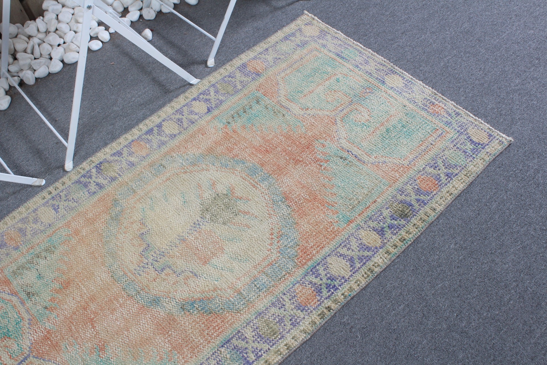 2.5x4.7 ft Small Rugs, Turkish Rug, Vintage Rugs, Bathroom Rug, Kitchen Rugs, Orange Oriental Rugs, Oushak Rug, Bedroom Rugs, Pale Rug