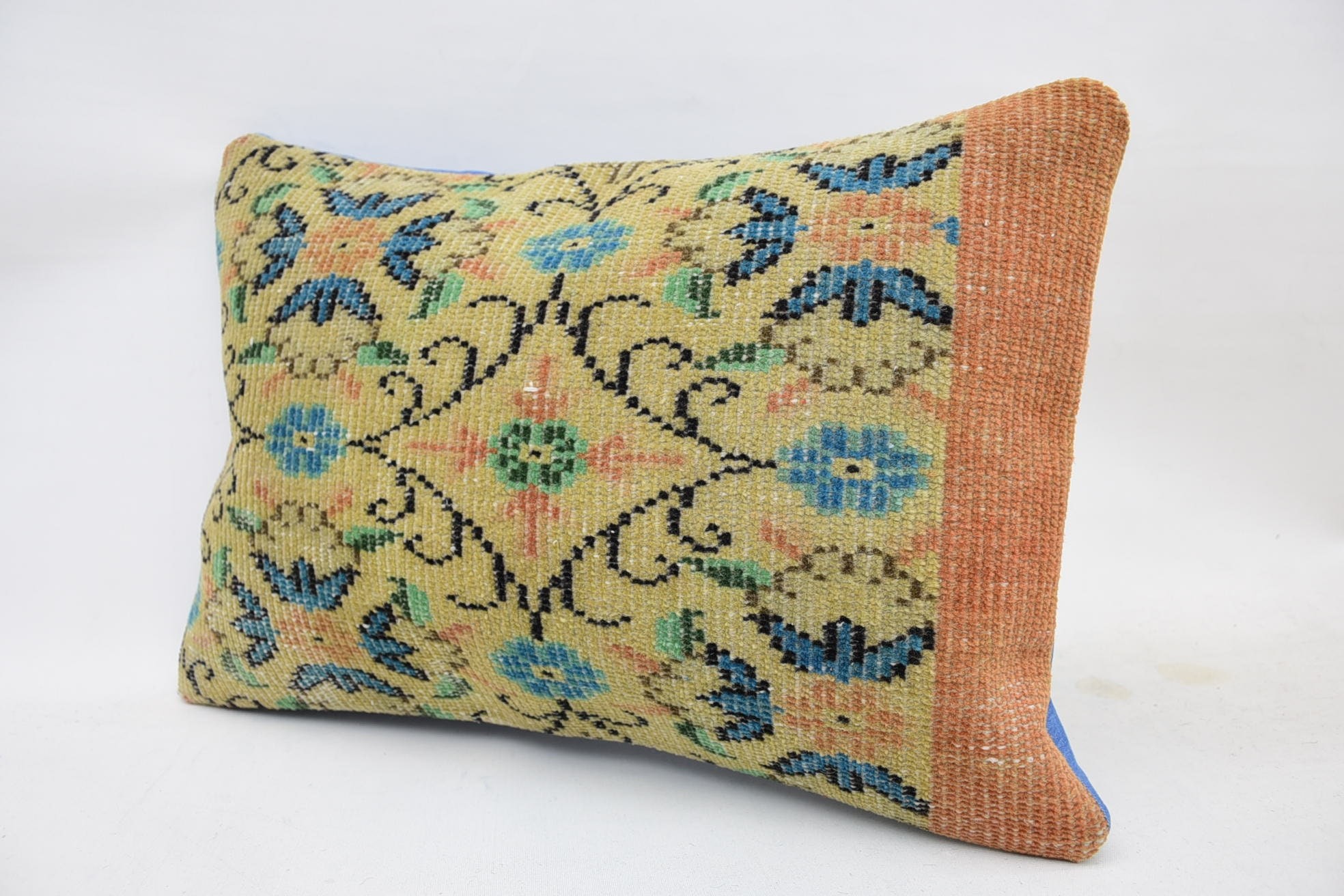 Vintage Pillow, Vintage Kilim Throw Pillow, Chair Pillow Cover, Kilim Pillow Cover, Sofa Pillow, 16"x24" Yellow Pillow Sham