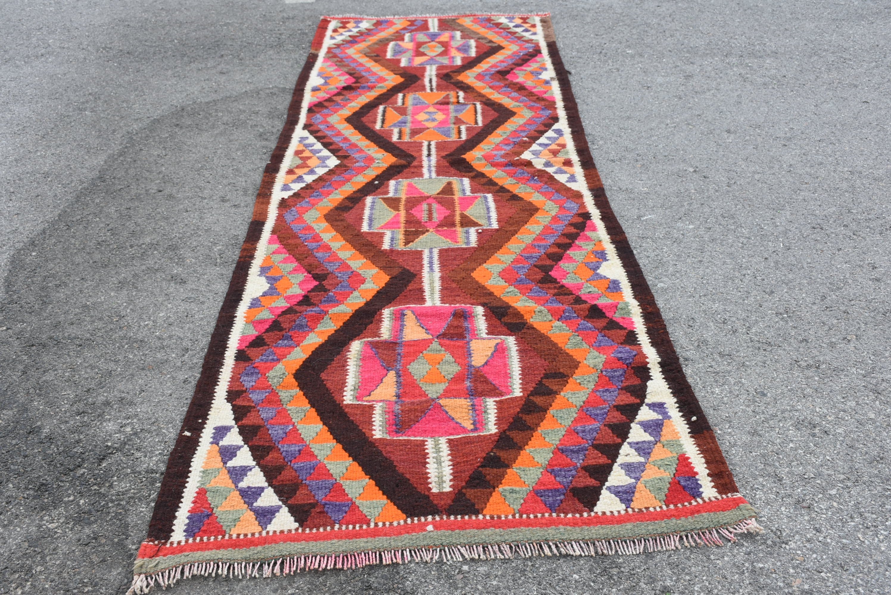 Orange Oushak Rugs, Stair Rugs, Home Decor Rug, Rugs for Kitchen, Turkish Rugs, Vintage Rug, 3x9.9 ft Runner Rug, Floor Rug, Hallway Rug