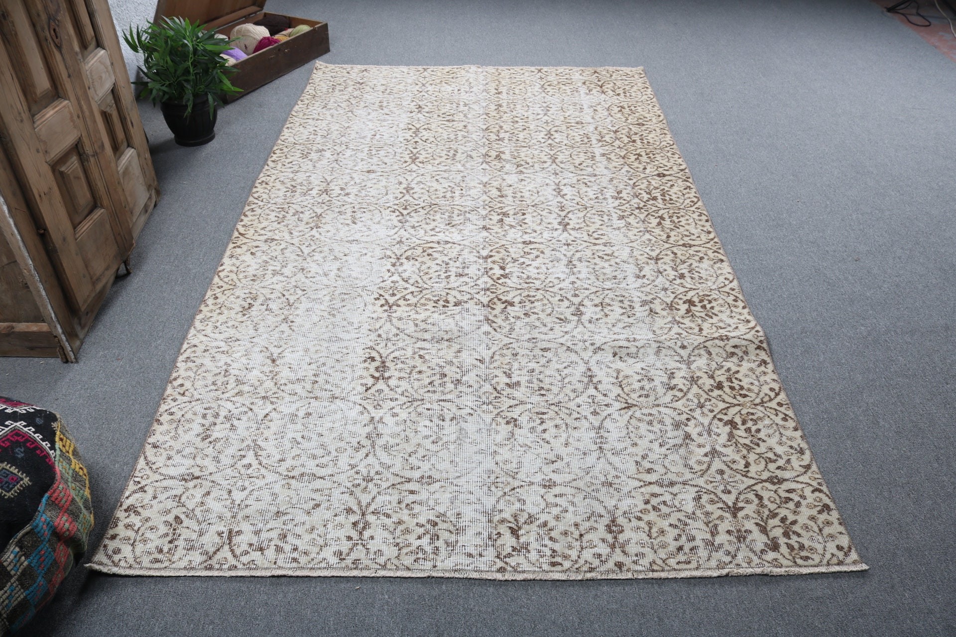 Dining Room Rug, Large Boho Rugs, Tribal Rugs, Cool Rugs, Beige Luxury Rugs, Turkish Rug, 5.2x8.8 ft Large Rug, Vintage Rugs, Oriental Rug