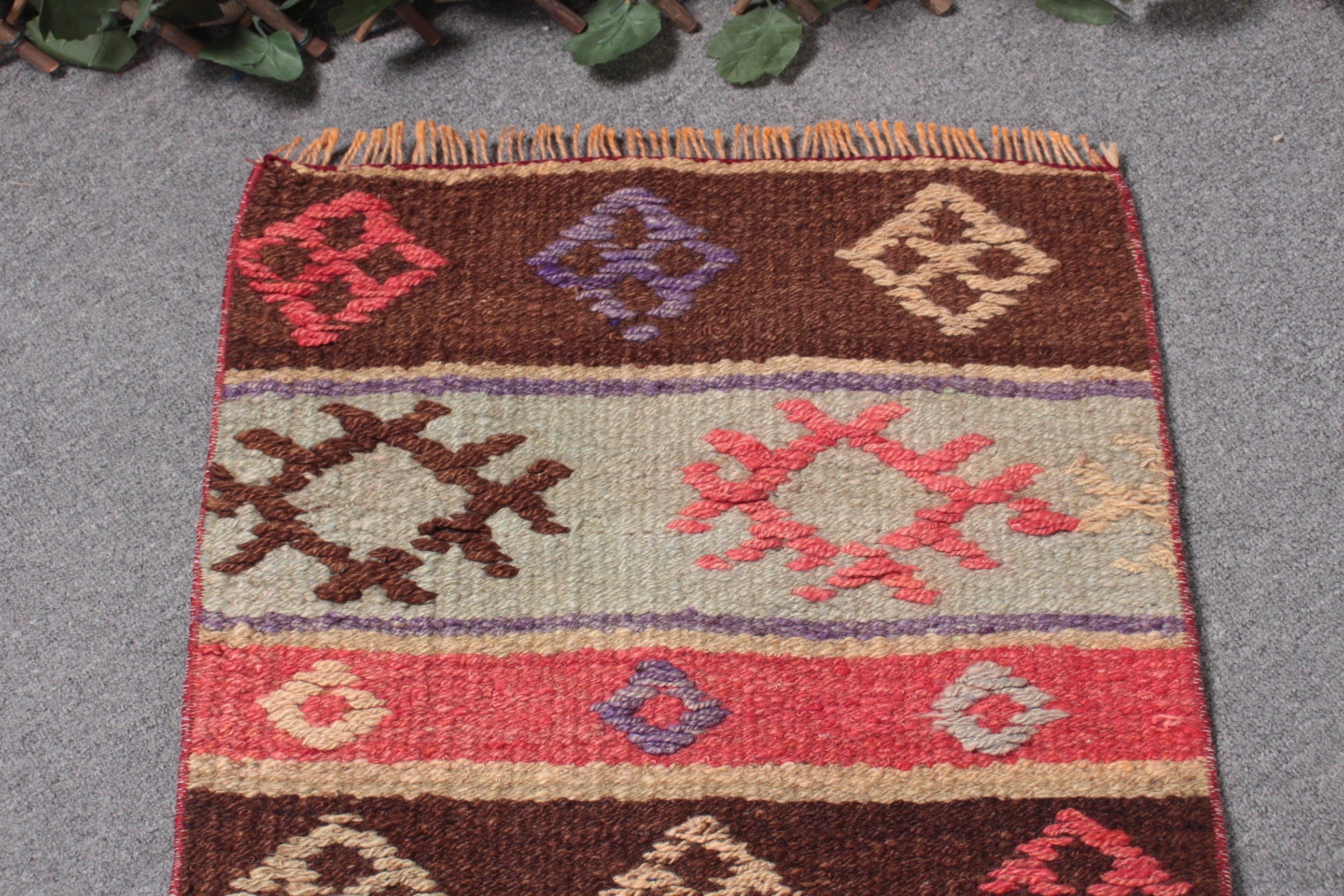 1.7x1.8 ft Küçük Halılar, Türk Halısı, Küçük Boho Halısı, Yer Halısı, Kilim, Kahverengi Nötr Halı, Bildiri Halısı, Banyo Halısı, Vintage Halılar