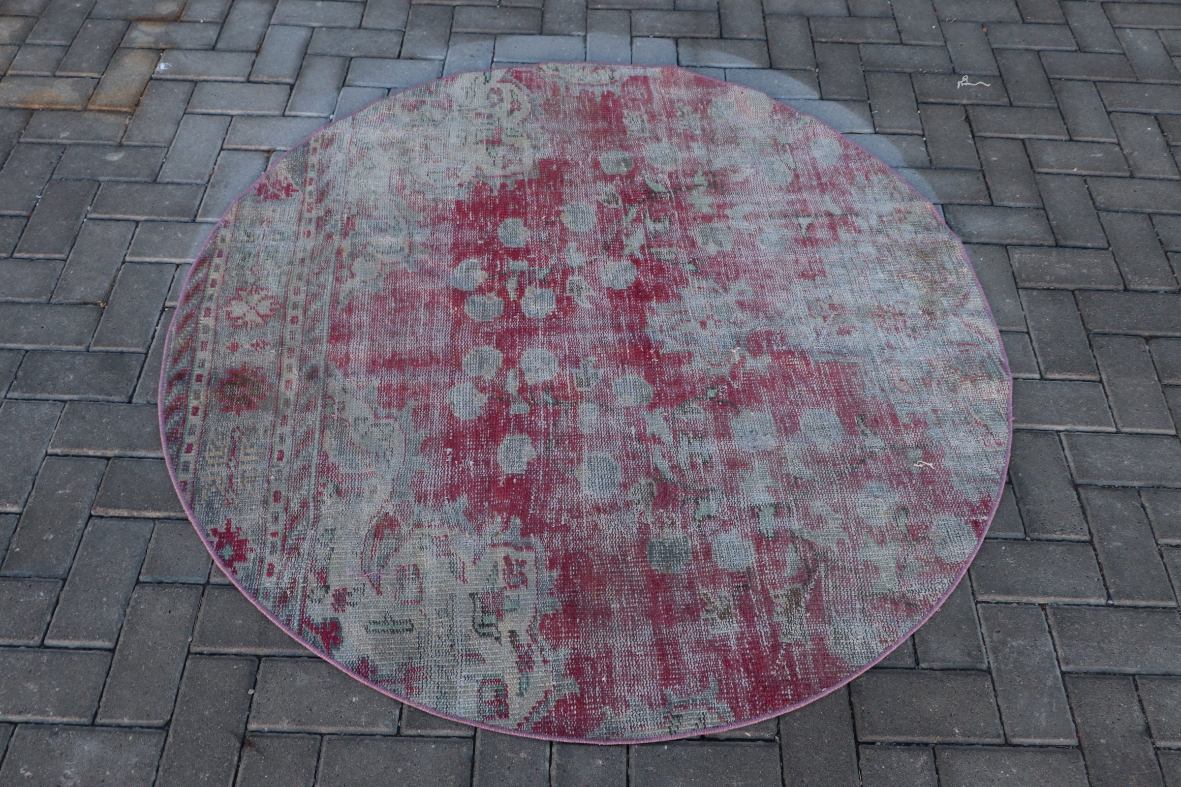 Türk Halıları, Mutfak Halısı, Vintage Halı, Pembe Soğuk Halı, Giriş Halıları, 4.7x4.7 ft Accent Halı, Yün Halı, Yatak Odası Halısı