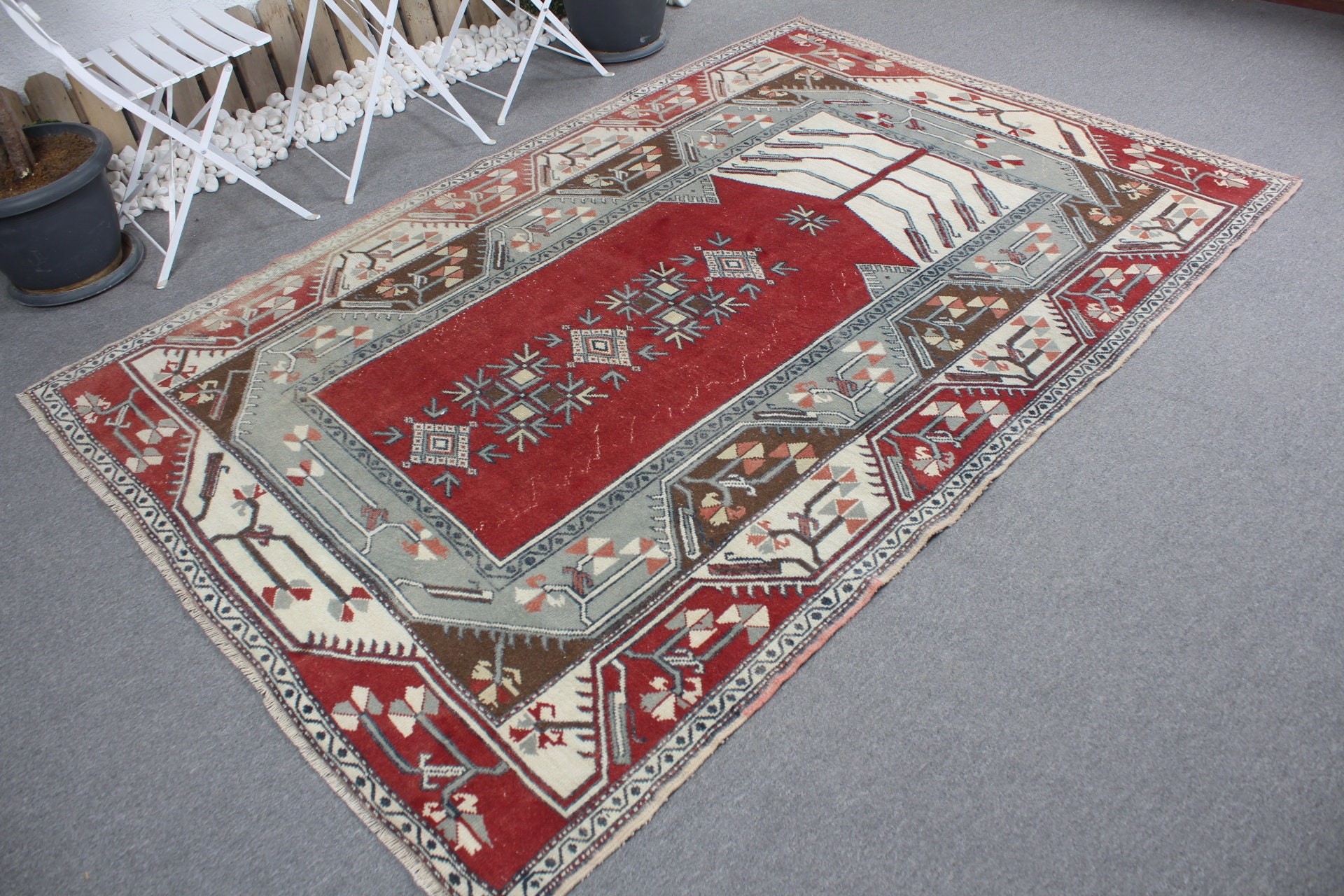 Living Room Rugs, Turkish Rug, Rugs for Living Room, Red  5.5x8.3 ft Large Rug, Vintage Rug, Wool Rug, Salon Rug, Cool Rug