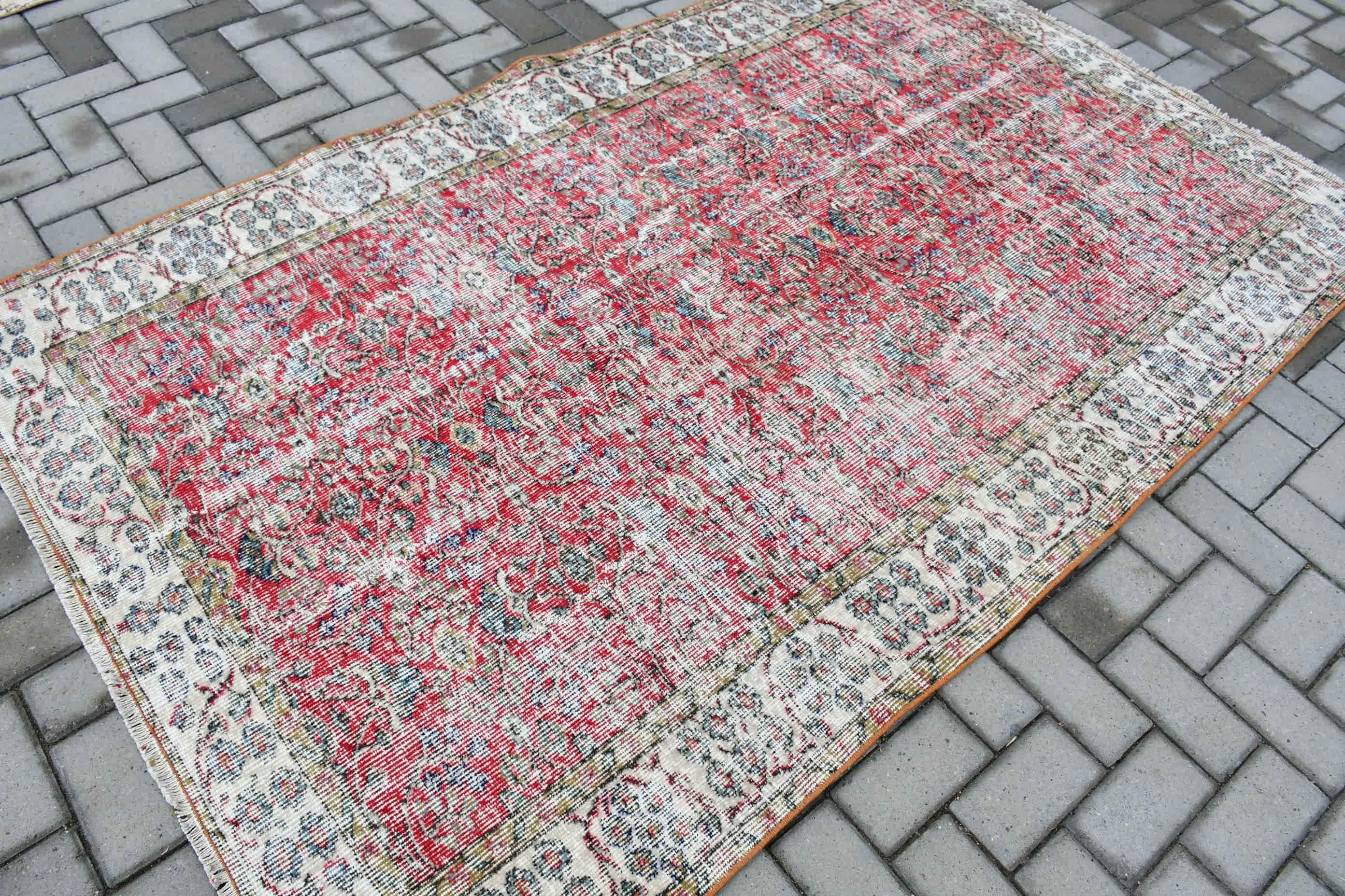 Rugs for Area, Red  4.7x7.6 ft Area Rug, Turkish Rug, Vintage Rug, Wool Rug, Bedroom Rug, Kitchen Rugs, Indoor Rug, Custom Rug