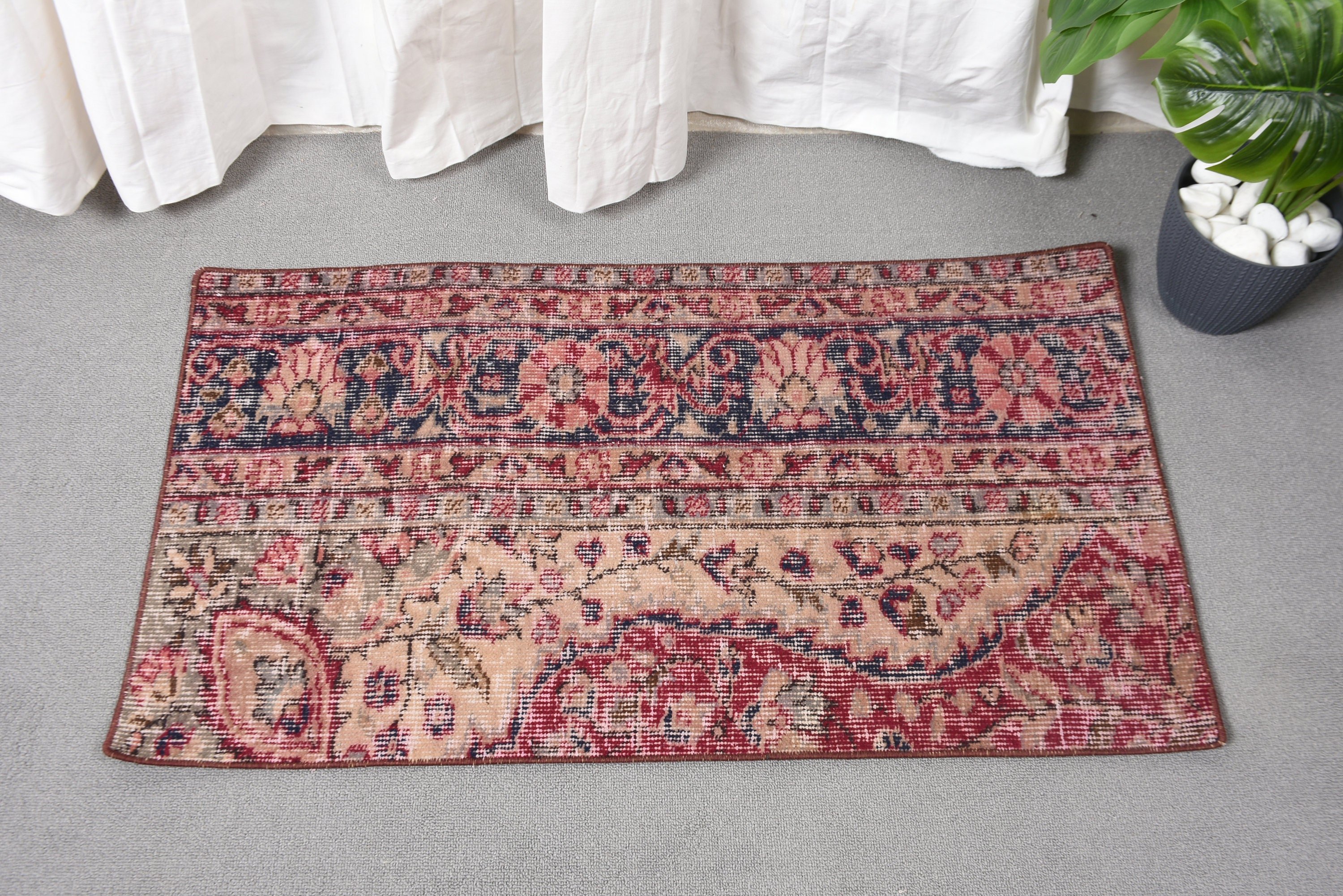 Bath Rug, Bedroom Rugs, Oushak Rug, Red Oushak Rugs, Rugs for Small Boho, Vintage Rugs, Statement Rugs, 1.8x3.2 ft Small Rugs, Turkish Rug