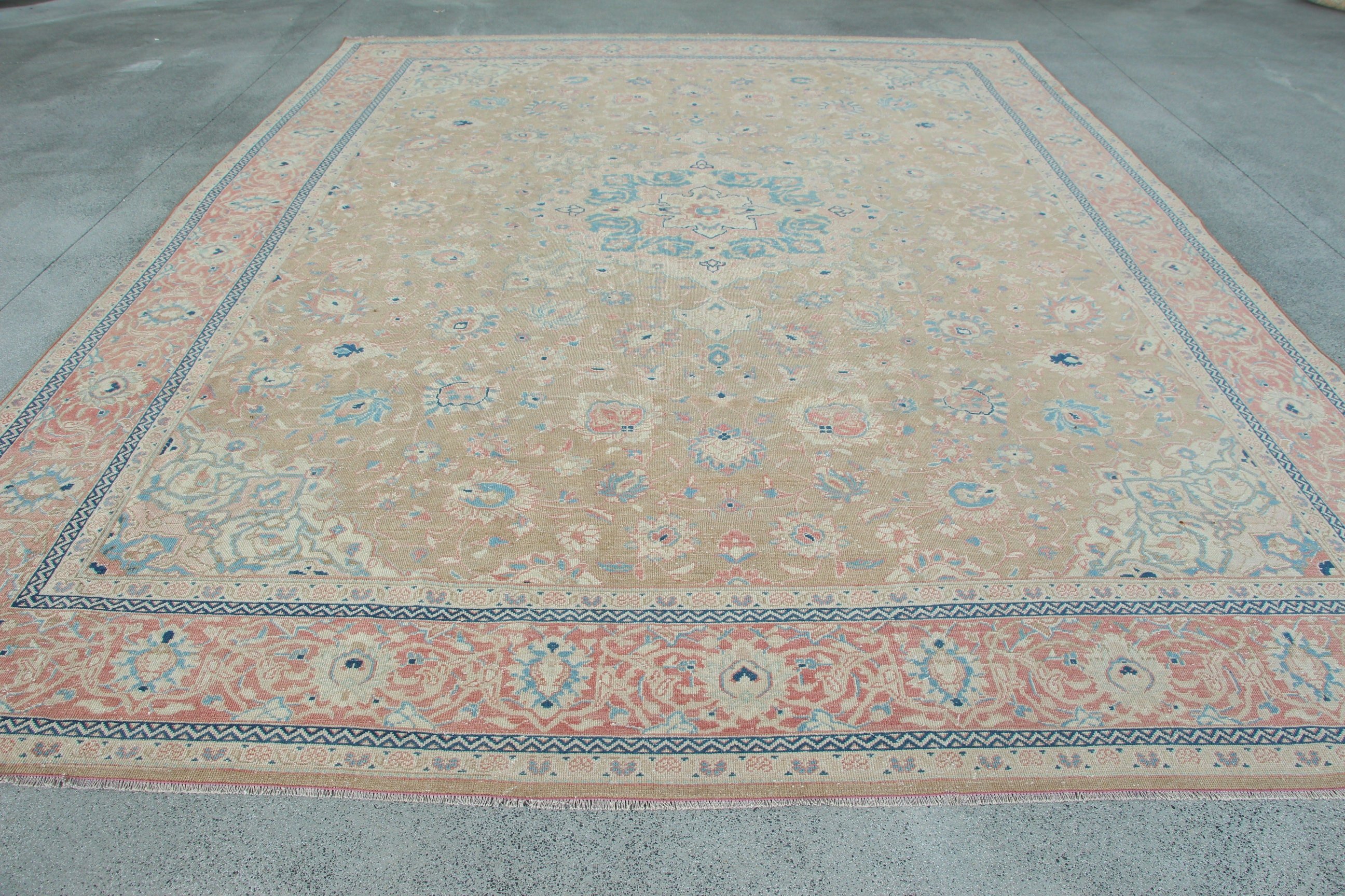 Oturma Odası Halıları, Türk Halısı, 10.4x13.9 ft Büyük Boy Halı, Vintage Halı, Egzotik Halılar, Bej Anadolu Halısı, Yatak Odası Halısı, Salon Halıları, Yün Halı