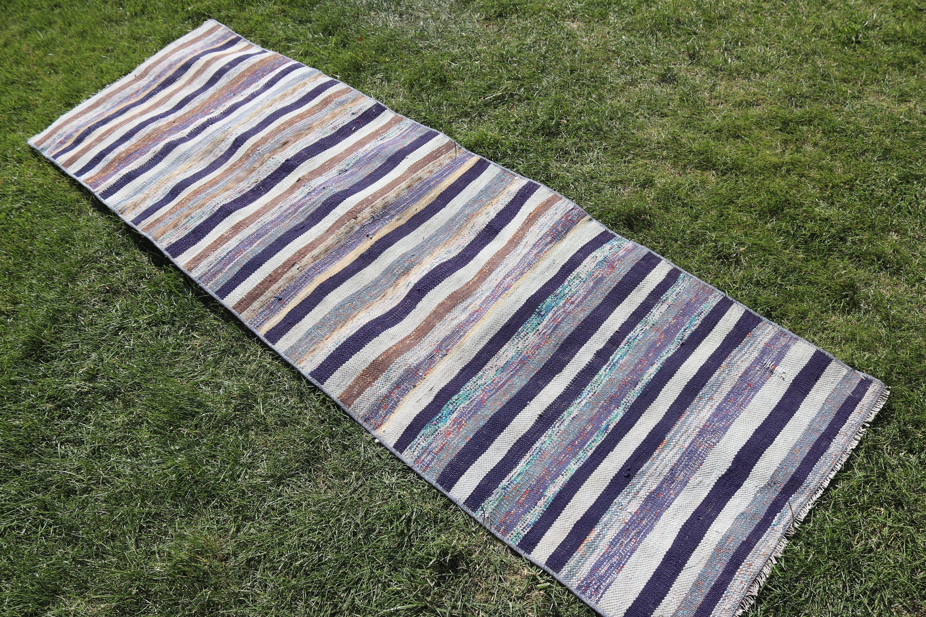 Vintage Halılar, Mavi Lüks Halı, Koridor Halısı, Kilim, 2x6.4 ft Yolluk Halısı, Düz Dokuma Halısı, Türk Halıları, Yer Halısı, Koridor Halıları