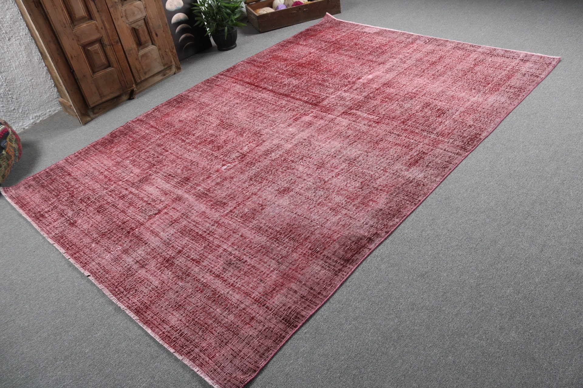 Vintage Rug, Red Home Decor Rugs, Large Vintage Rugs, Turkish Rugs, Kitchen Rug, 6.4x9 ft Large Rug, Anatolian Rugs, Bedroom Rugs, Boho Rug