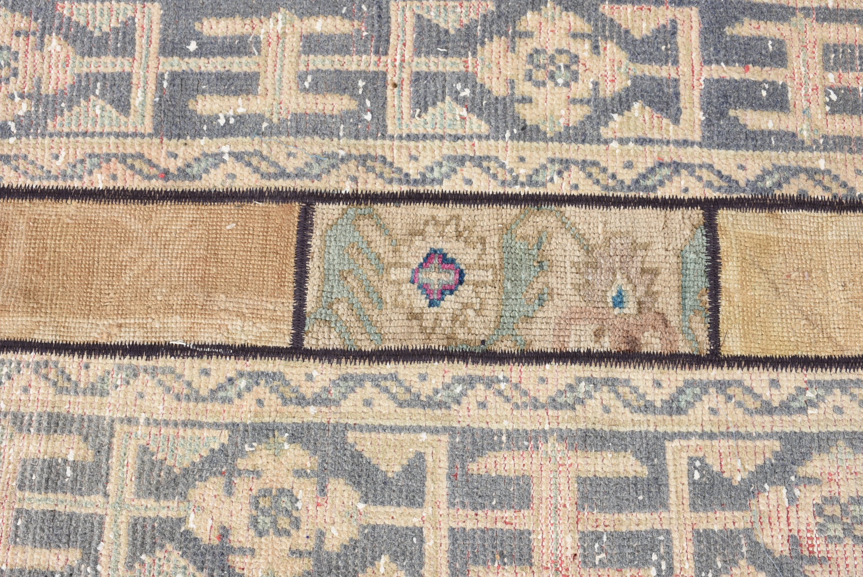 Vintage Rug, 2x3.9 ft Small Rug, Rugs for Car Mat, Antique Rug, Turkish Rug, Oriental Rug, Kitchen Rug, Bath Rug, Beige Oushak Rugs