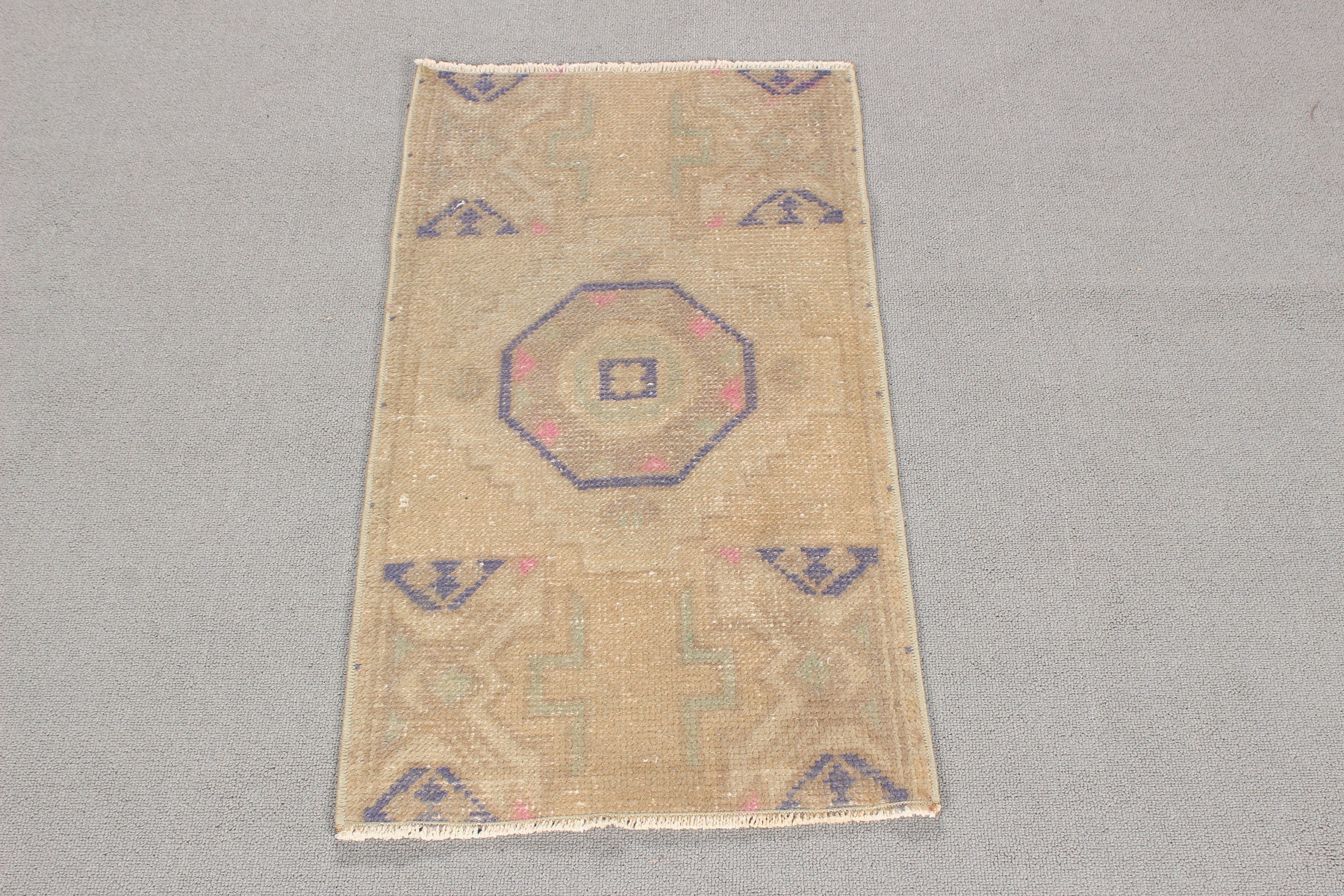 Turkish Rug, Small Area Rugs, 1.4x2.7 ft Small Rugs, Moroccan Rugs, Cool Rug, Entry Rug, Vintage Rugs, Rugs for Bedroom, Green Floor Rugs