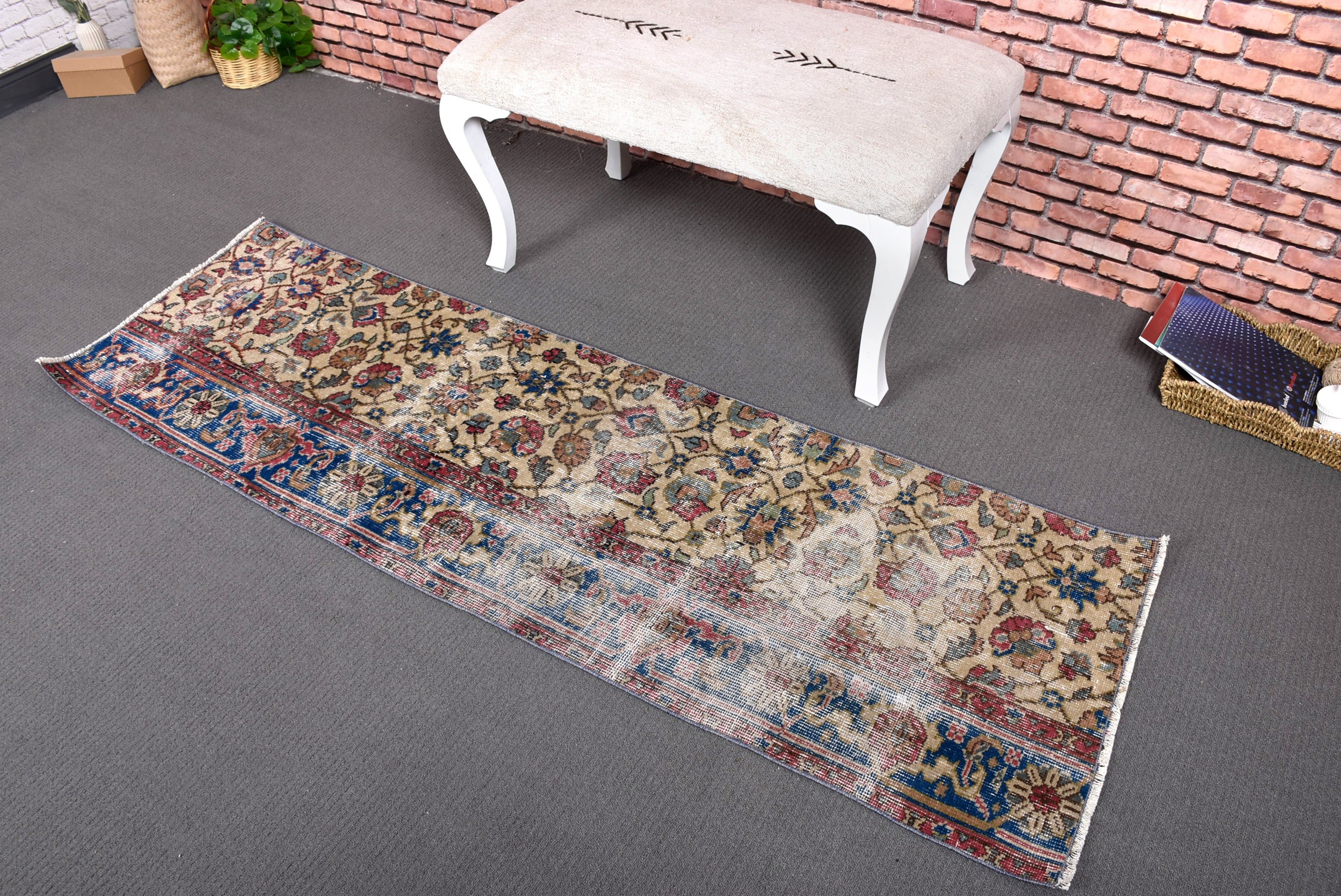 Türk Halıları, Vintage Halılar, Yatak Odası Halıları, Yeşil Soğuk Halılar, Uzun Koşucu Halıları, Uzun Yolluk Halıları, 2x6.4 ft Koşucu Halısı