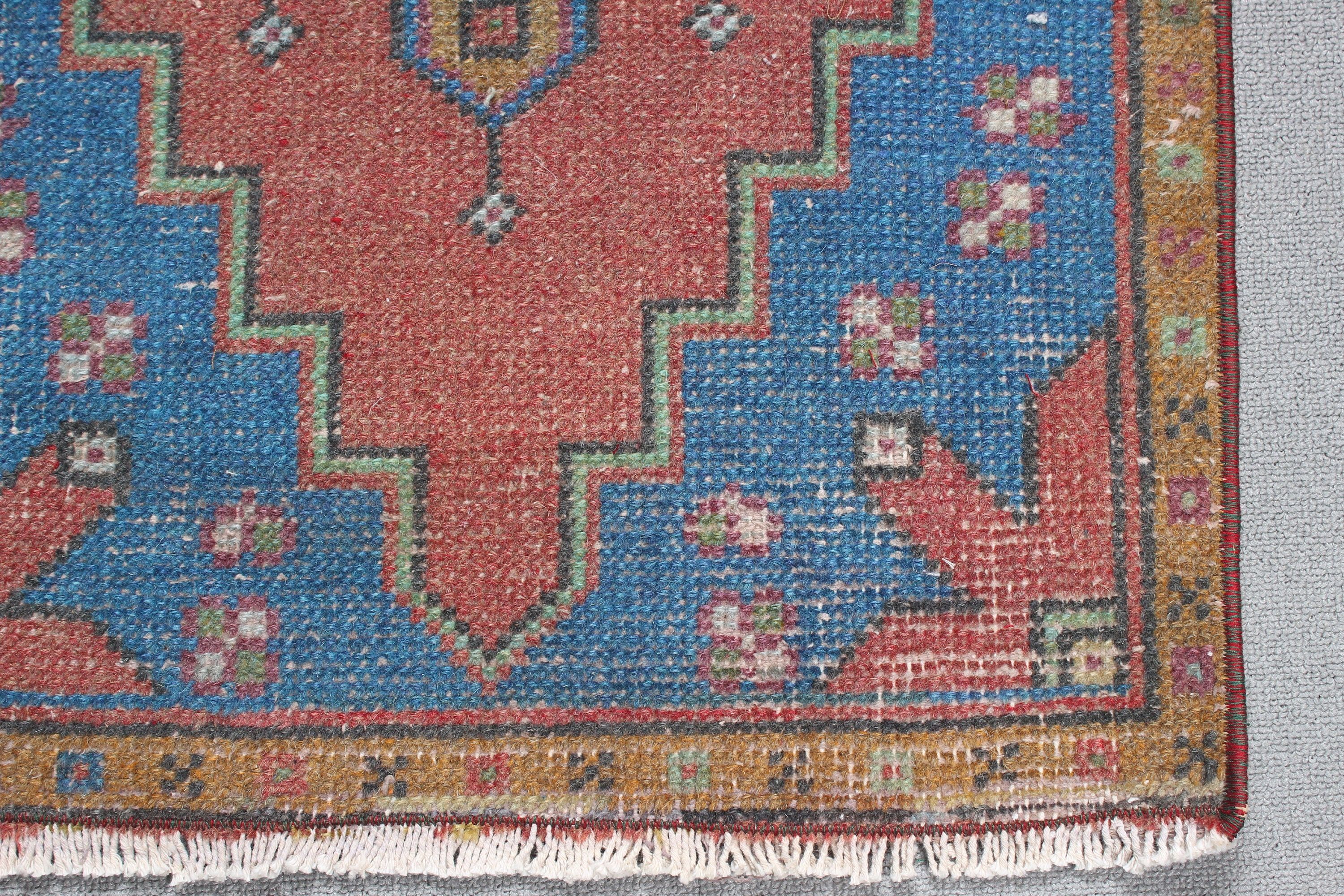 Lüks Halı, Küçük Boho Halı, Vintage Halılar, Kırmızı Soğuk Halı, Ev İçin Hediye Halı, 1.6x3.6 ft Küçük Halı, Türk Halıları, Havalı Halılar, Banyo Halısı