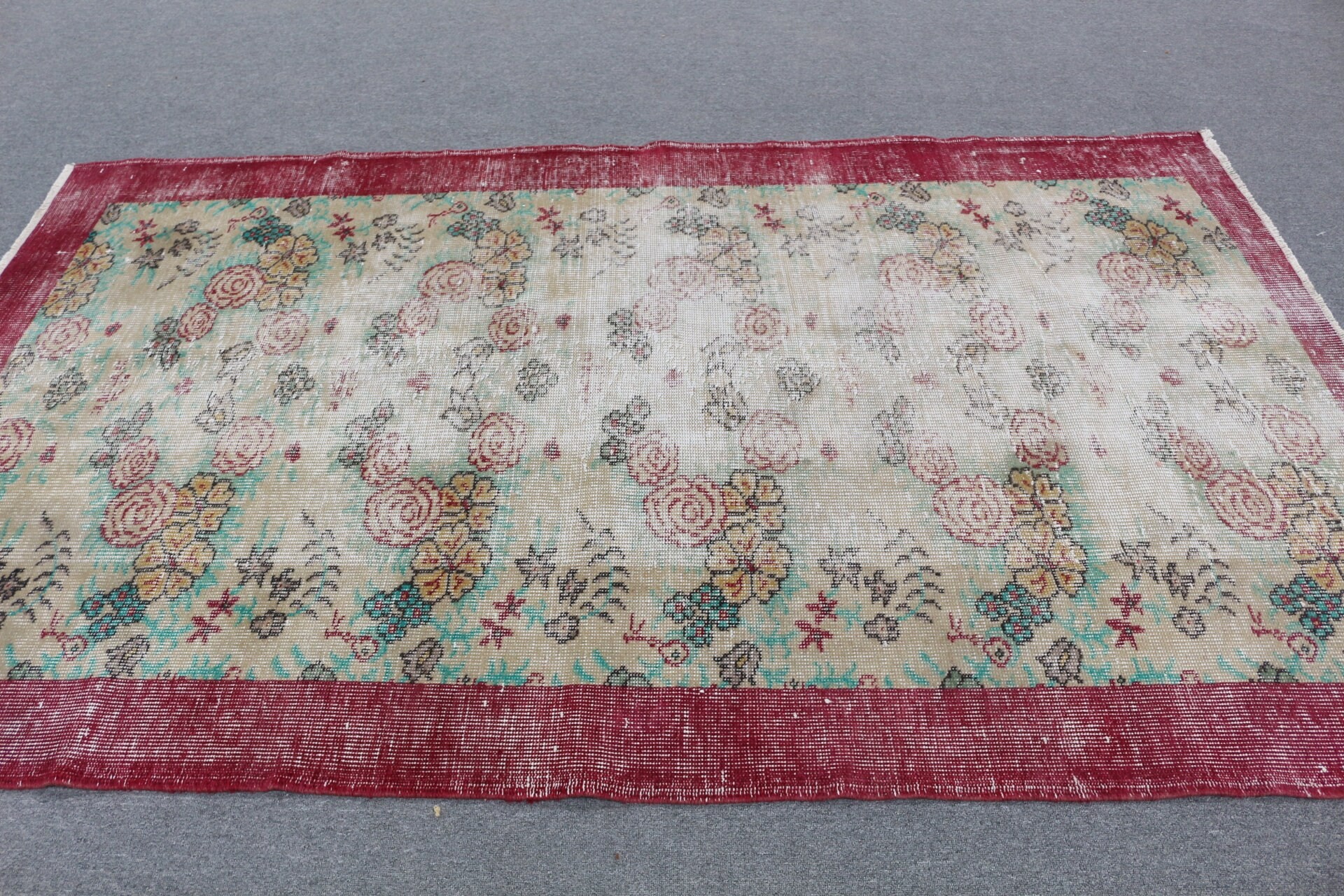 Bright Rugs, Beige Antique Rug, Dining Room Rug, Vintage Rug, Turkish Rug, Bedroom Rugs, Salon Rug, Oriental Rugs, 4.9x8.3 ft Large Rug