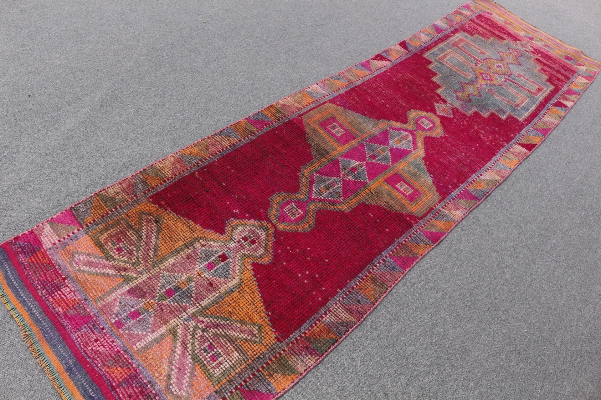 Vintage Rug, Kitchen Rug, 2.9x10.3 ft Runner Rugs, Corridor Rug, Rugs for Corridor, Turkish Rug, Pink Cool Rug, Cool Rugs, Anatolian Rug