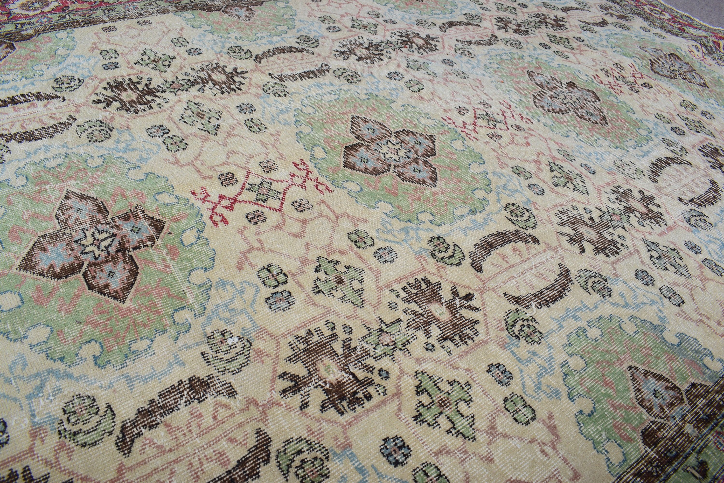 Organic Rug, Boho Rug, Dining Room Rug, Vintage Rugs, 6.9x9.9 ft Large Rugs, Handwoven Rugs, Green Bedroom Rug, Turkish Rug, Large Boho Rug